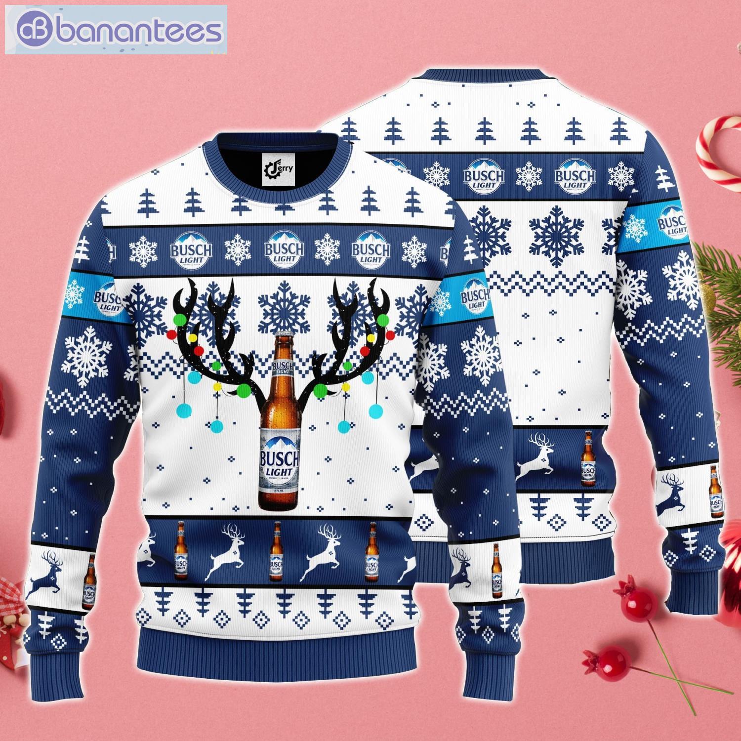Busch Light Reindeer Ugly Christmas Sweater Product Photo 1