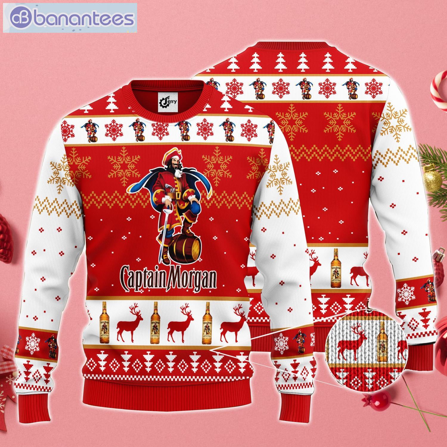 Captain Morgan Reindeer Pattern Ugly Christmas Sweater Product Photo 1