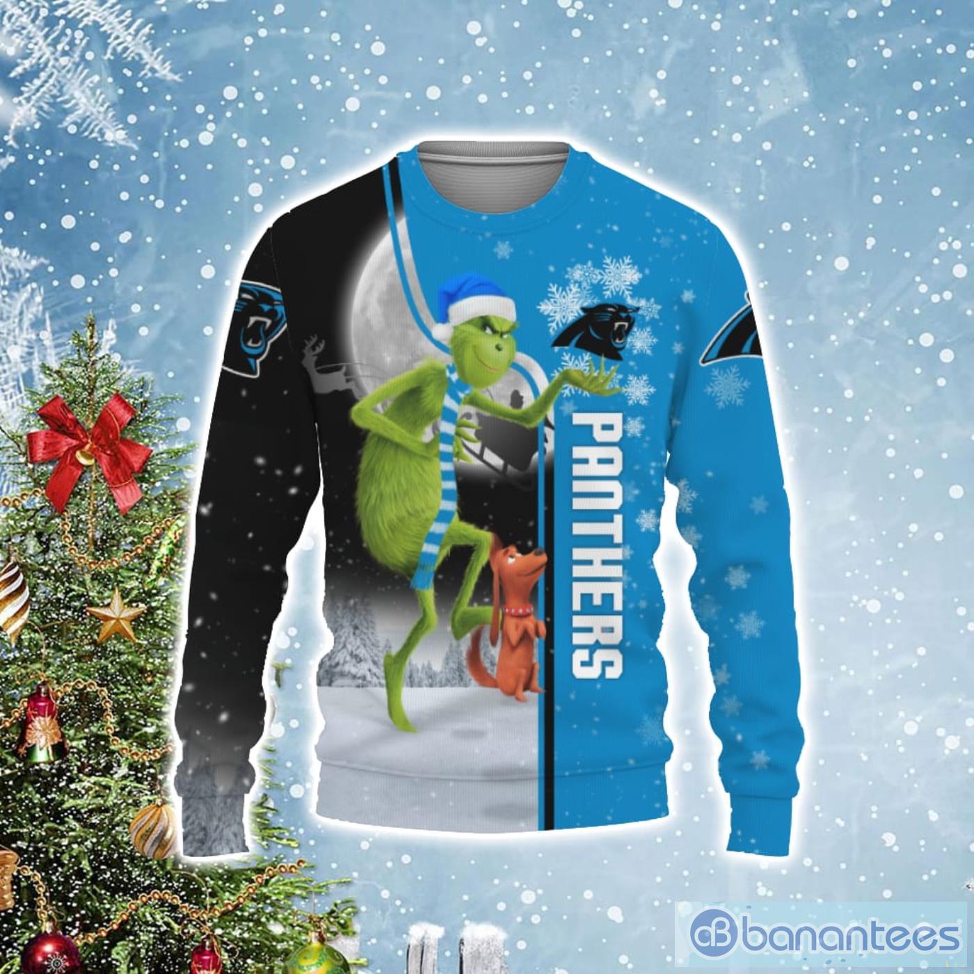 Carolina Panthers Funny Grinch Ugly Christmas Sweater Product Photo 1