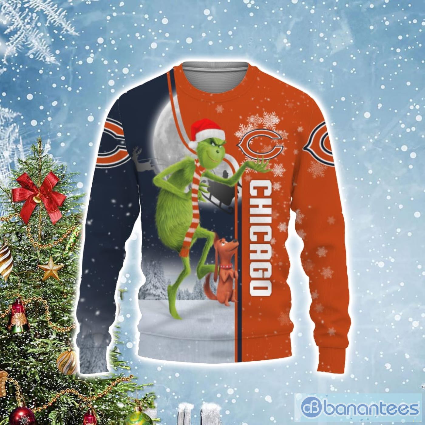 Chicago Bears Funny Grinch Ugly Christmas Sweater Product Photo 1
