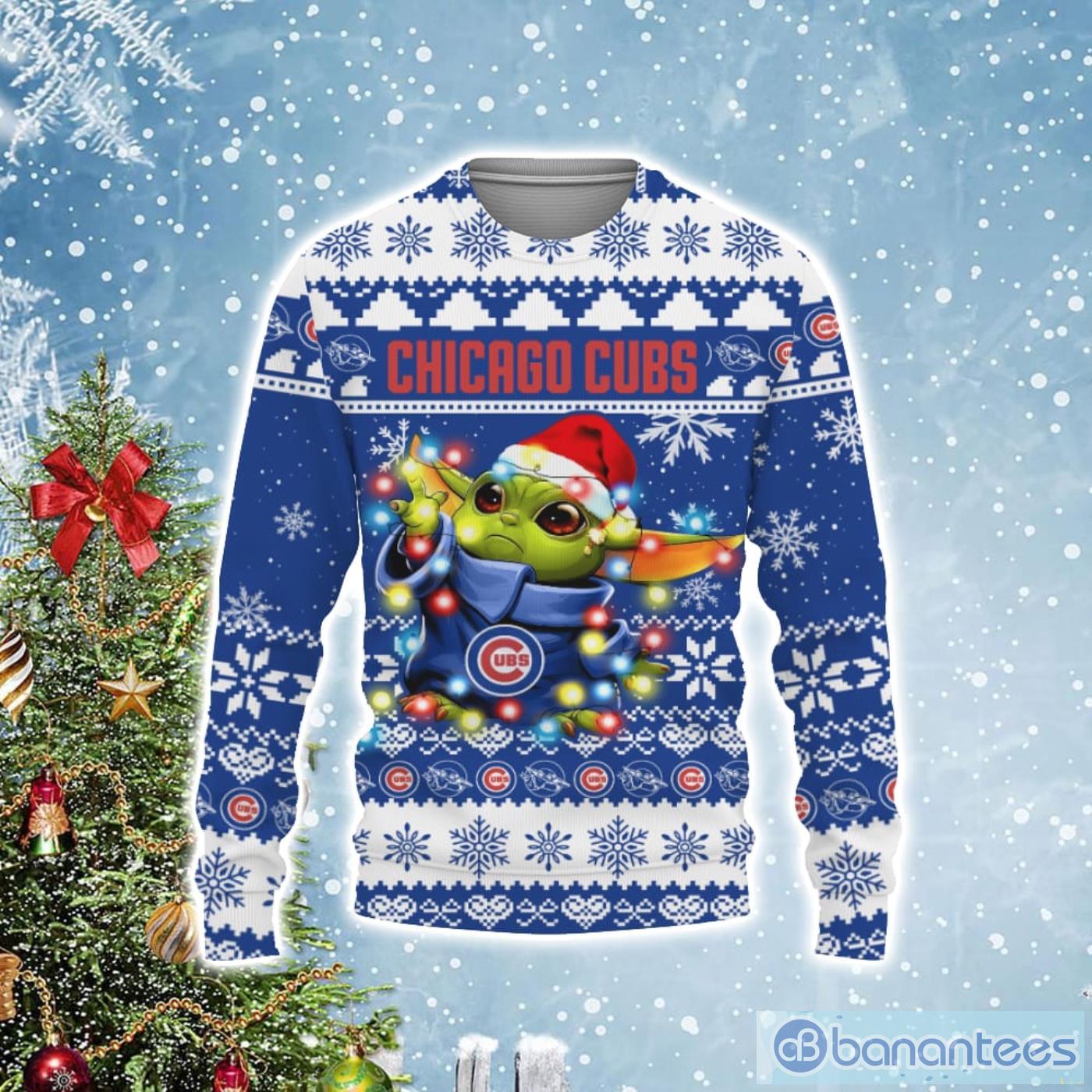 Chicago Cubs Baby Yoda Star Wars Ugly Christmas Sweater Product Photo 1