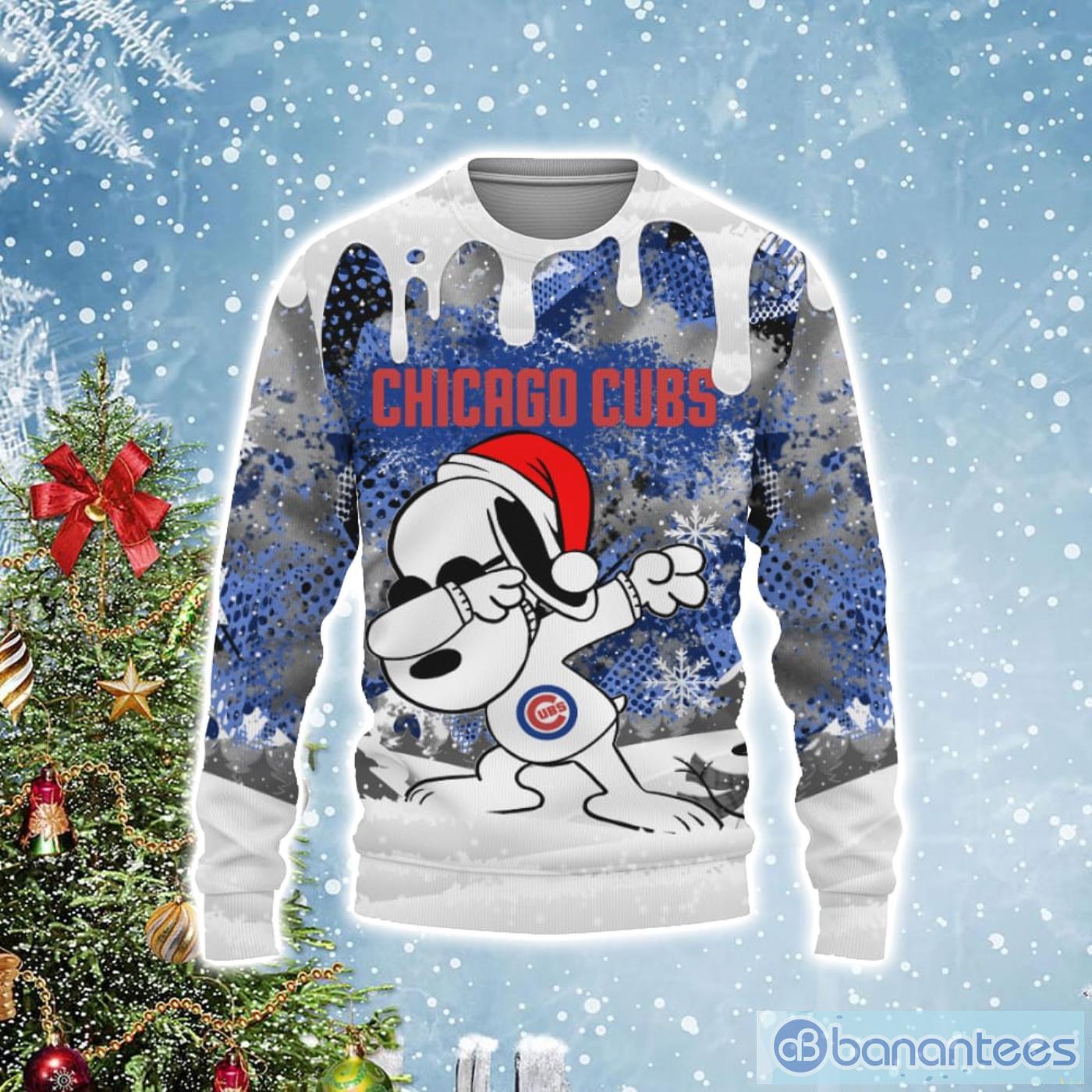 Chicago Cubs Snoopy Dabbing The Peanuts Christmas Gift Ugly Christmas Sweater Product Photo 1