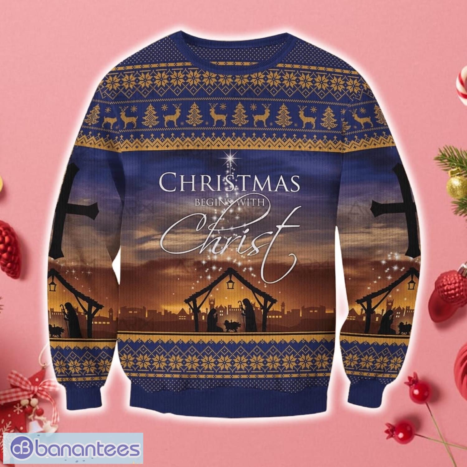 Christmas Begins With Christ Sweater Sweatshirt For Christmas Product Photo 1