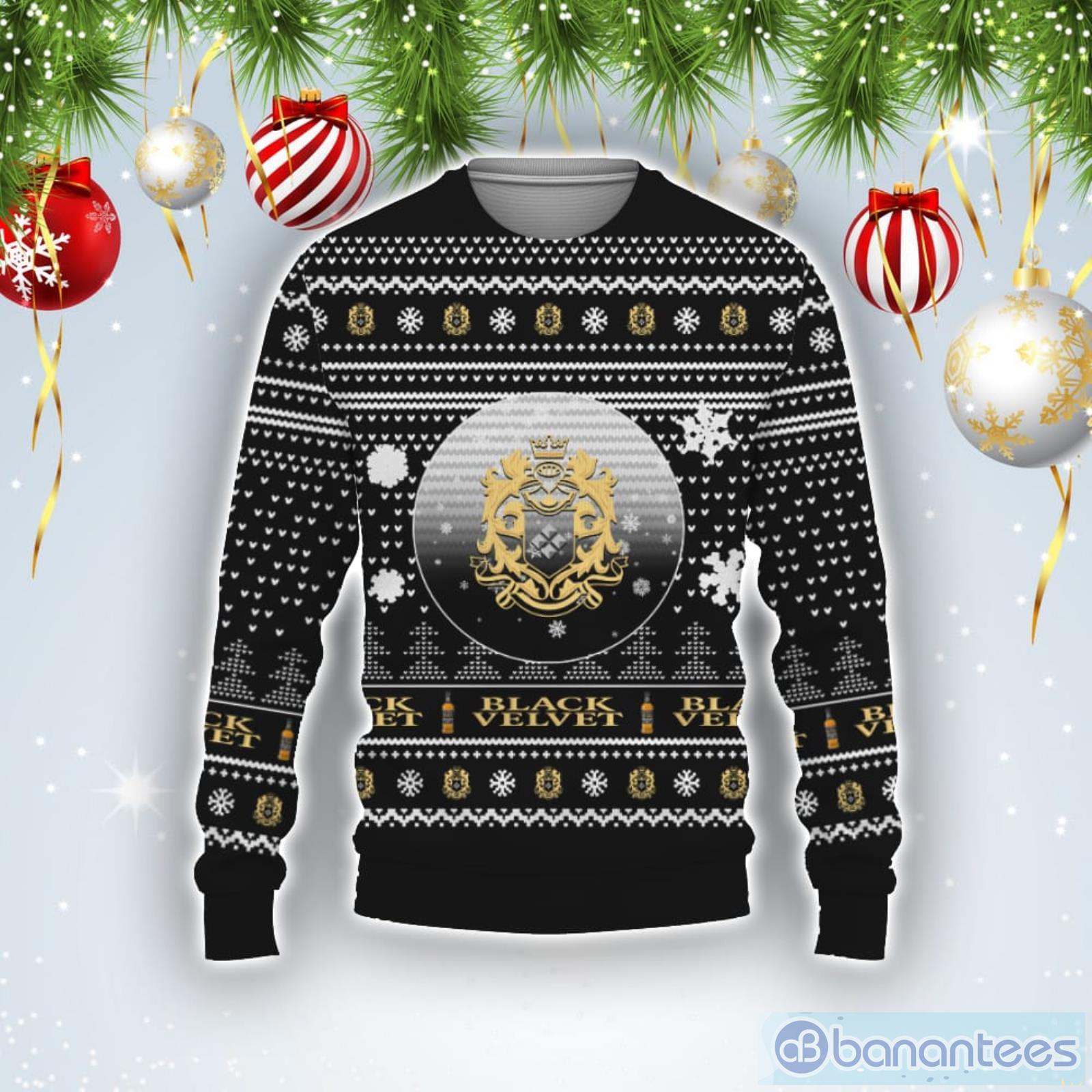 Christmas Gift Black Velvet Whiskey Ugly Christmas Sweater Product Photo 1