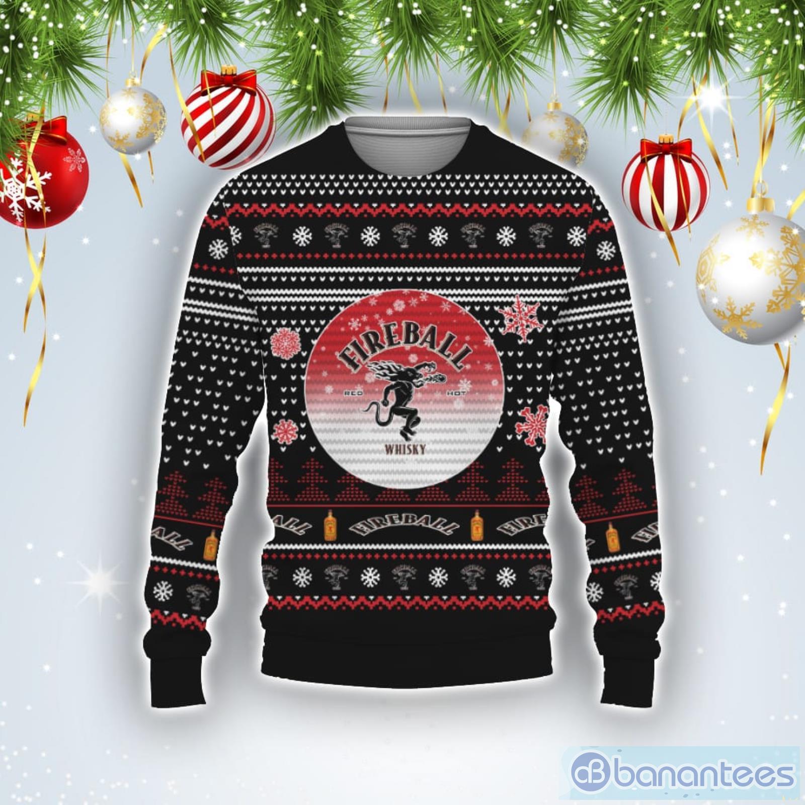 Christmas Gift Fireball Whiskey Ugly Christmas Sweater Product Photo 1