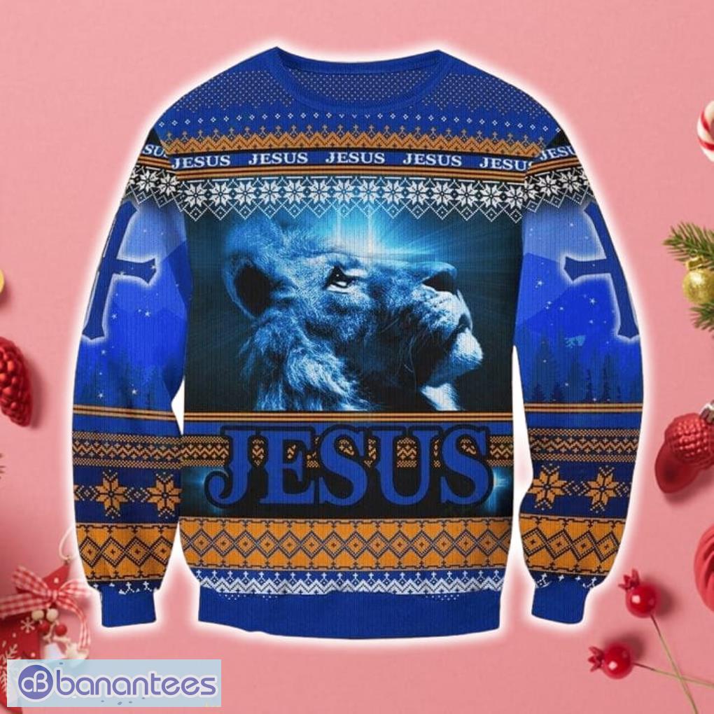 Christmas Jesus Cross Lion Ugly Sweater Sweatshirt Product Photo 1