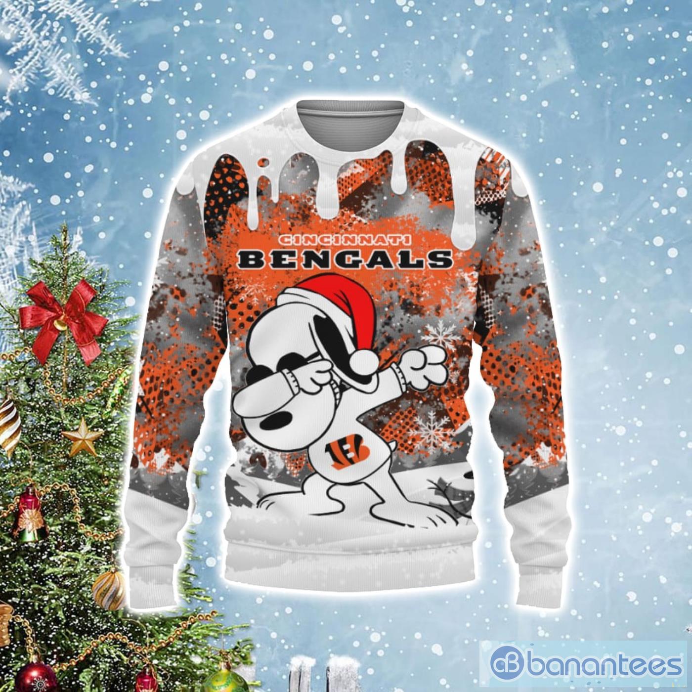 Cincinnati Bengals Snoopy Dabbing The Peanuts Christmas Gift Ugly Christmas Sweater Product Photo 1