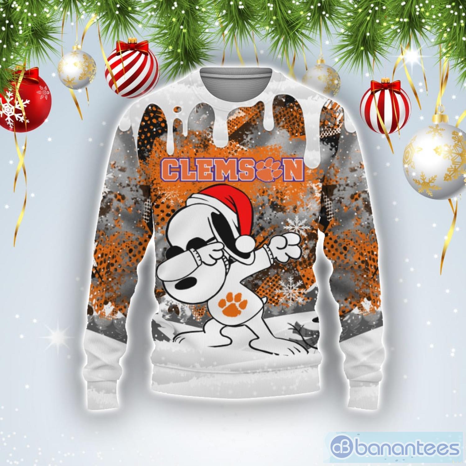 Clemson Tigers Snoopy Dabbing The Peanuts Sports Football American Ugly Christmas Sweater Product Photo 1 Clemson Tigers Snoopy Dabbing The Peanuts Sports Football American Ugly Christmas Sweater Product Photo 1