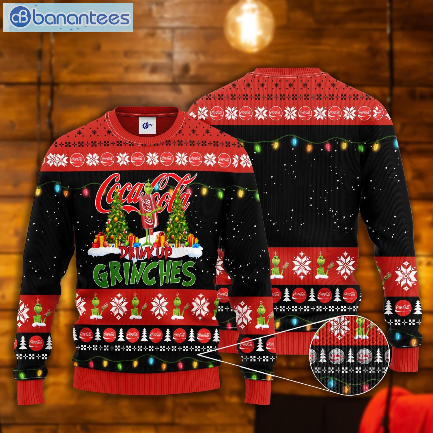 Coca Cola Drink Up Grinches Ugly Christmas Sweater Product Photo 1