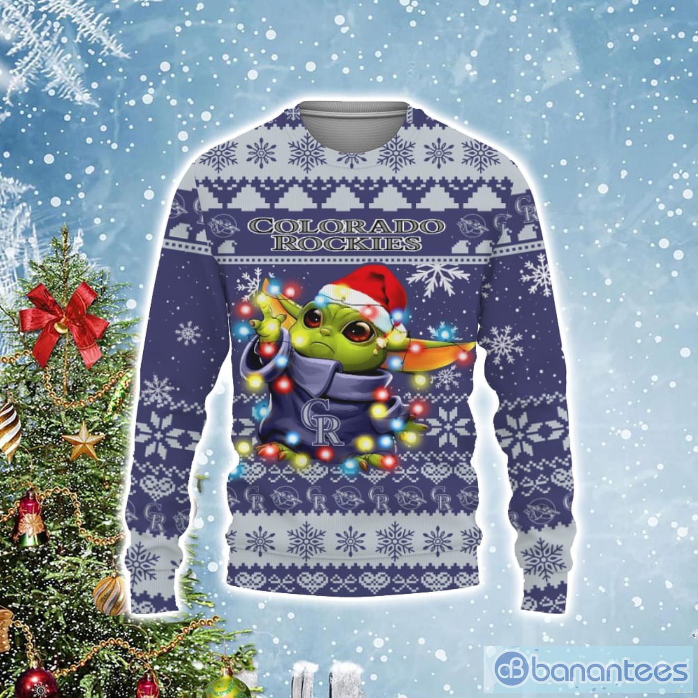 Colorado Rockies Baby Yoda Star Wars Ugly Christmas Sweater Product Photo 1