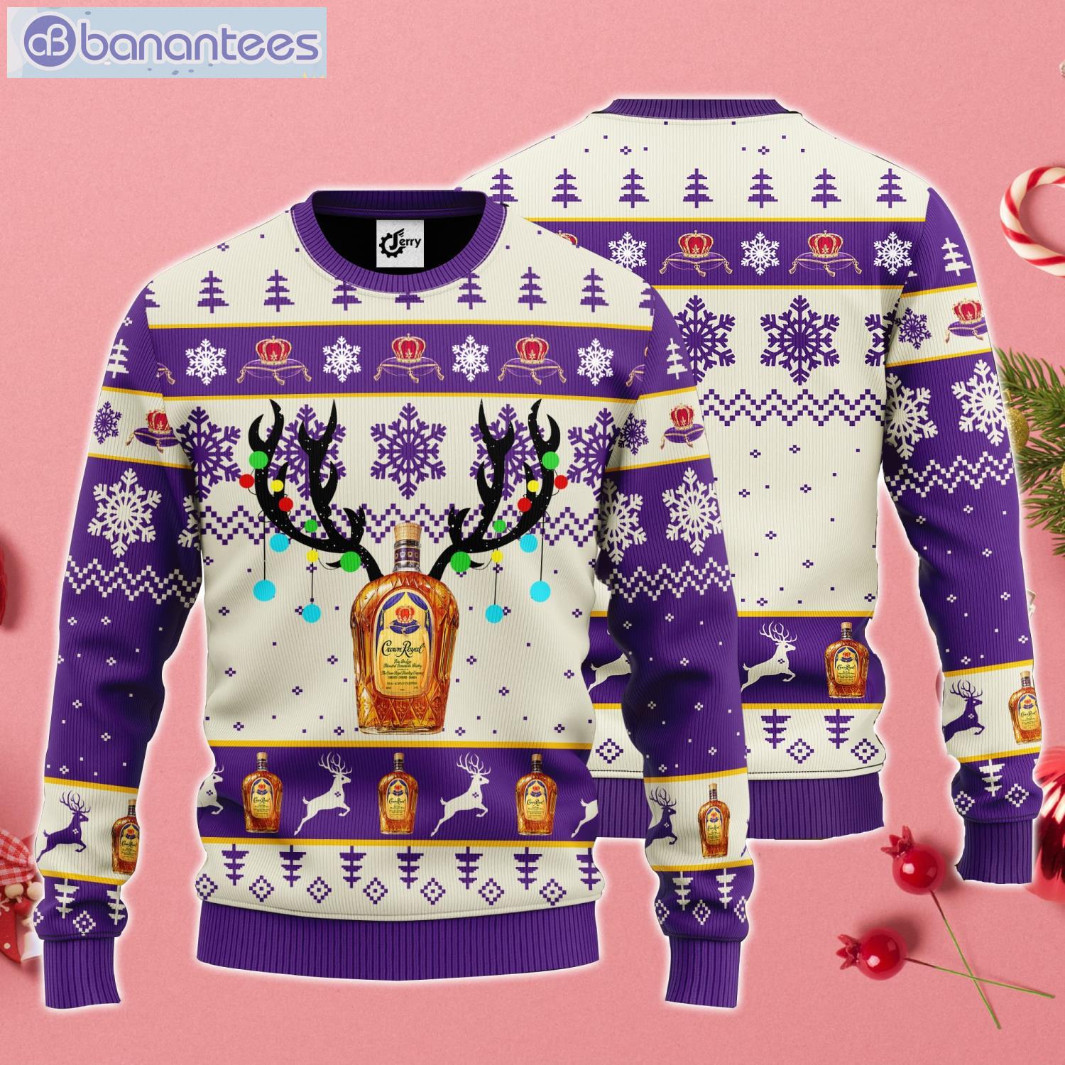 Crown Royal Reindeer Ugly Christmas Sweater Product Photo 1 Crown Royal Reindeer Ugly Christmas Sweater Product Photo 1