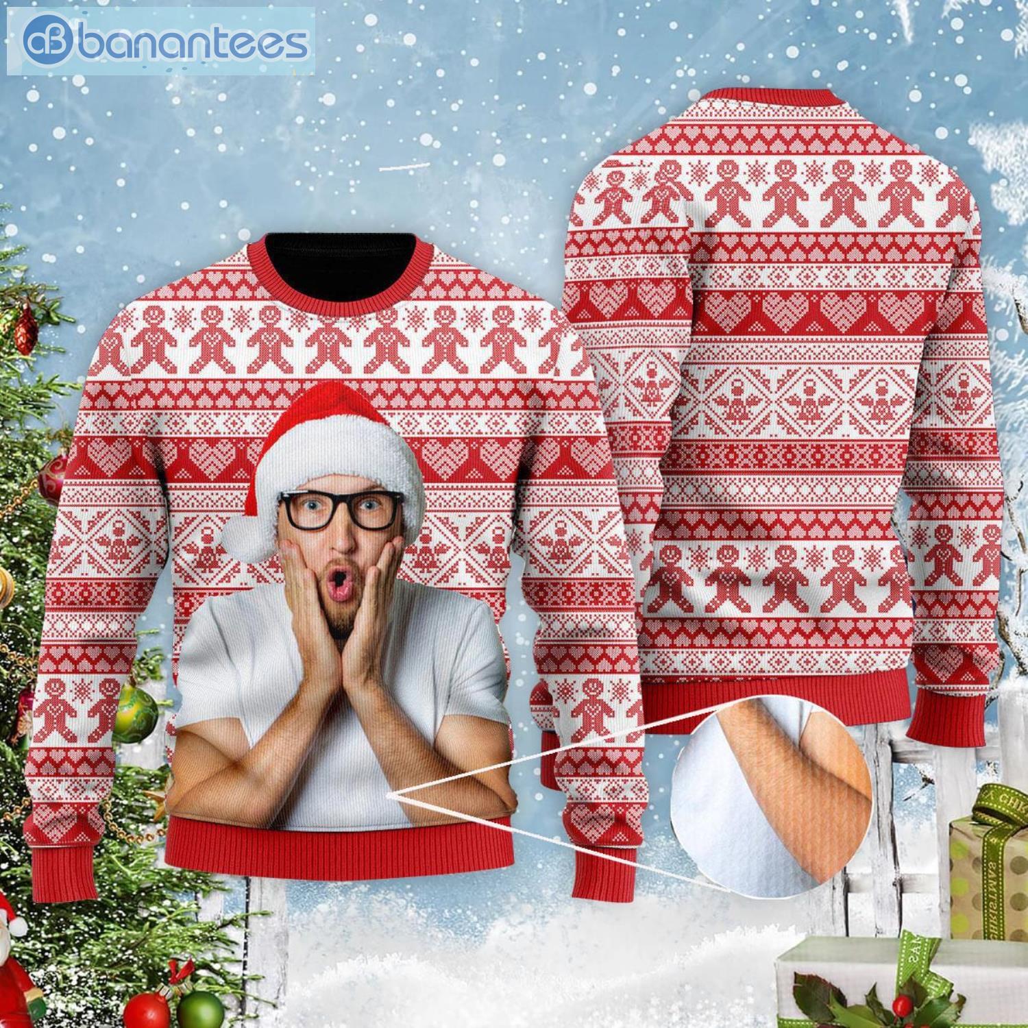 Custom Funny Photo With Red Vintage Custom Christmas Sweaters Product Photo 2