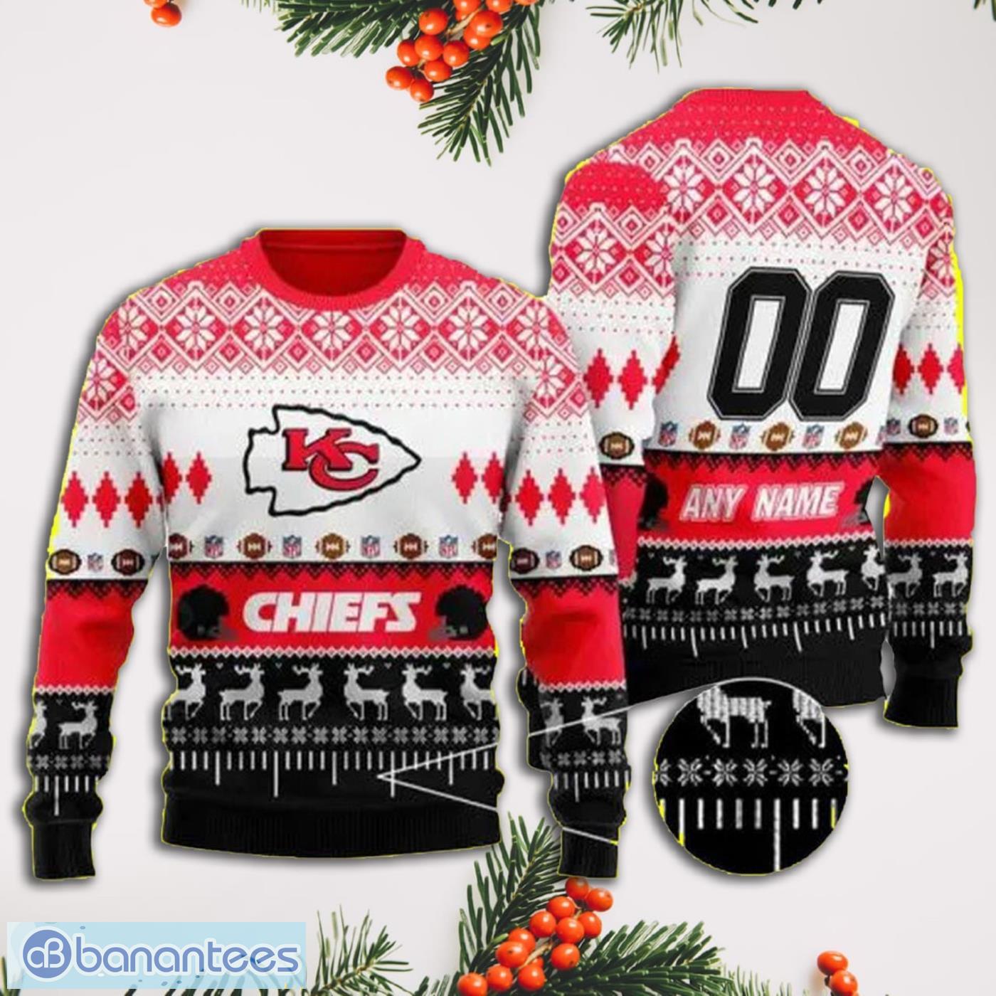 Custom Name Number Ugly Christmas Kansas City Chiefs Ugly Sweater -  T-shirts Low Price