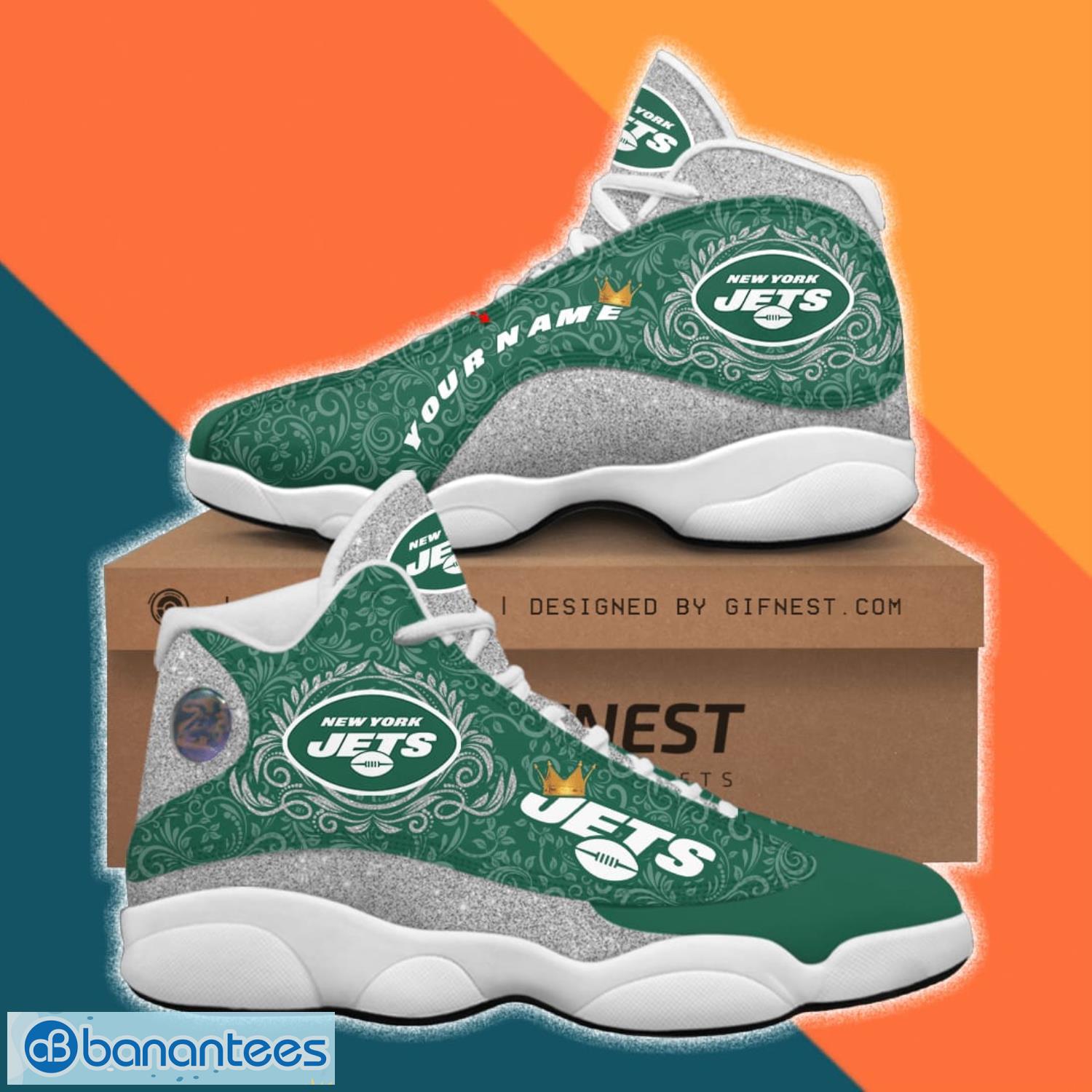 Custom Name New York Jets Jordan 13 Sneaker Shoes Product Photo 1
