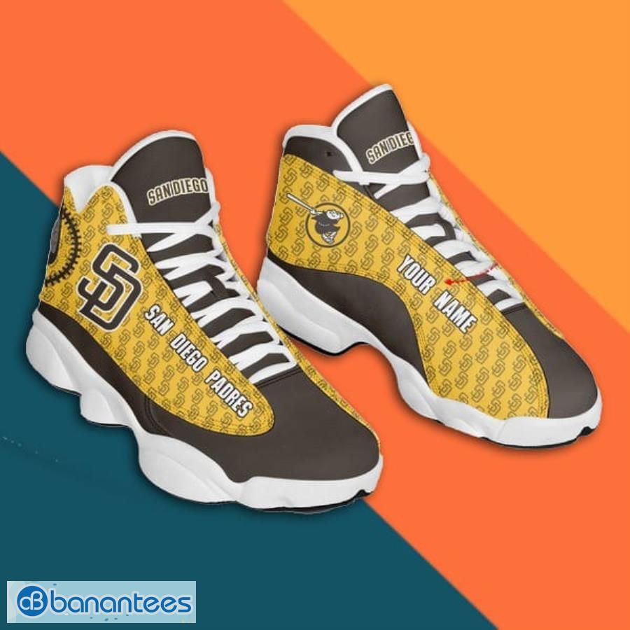 Custom Name San Diego Padres Air Jordan 13 Sneaker Shoes - Banantees