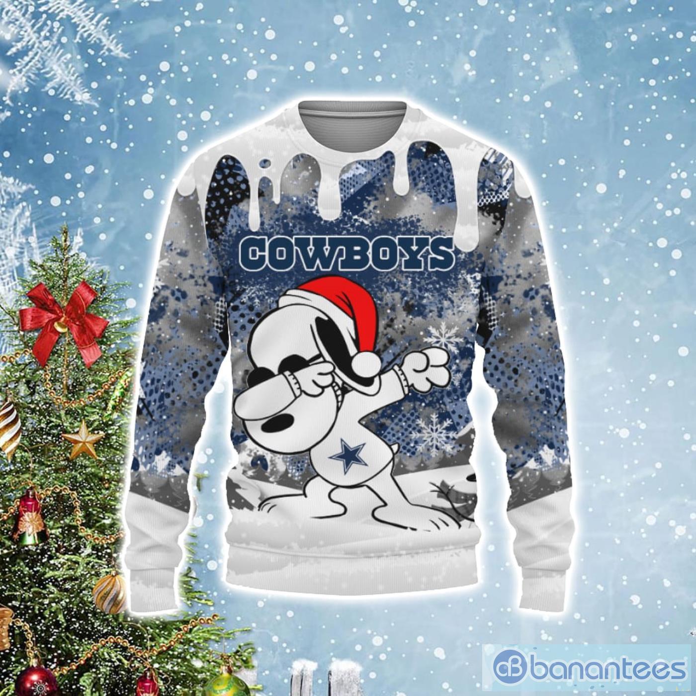 Dallas Cowboys Snoopy Dabbing The Peanuts Christmas Gift Ugly Christmas Sweater Product Photo 1