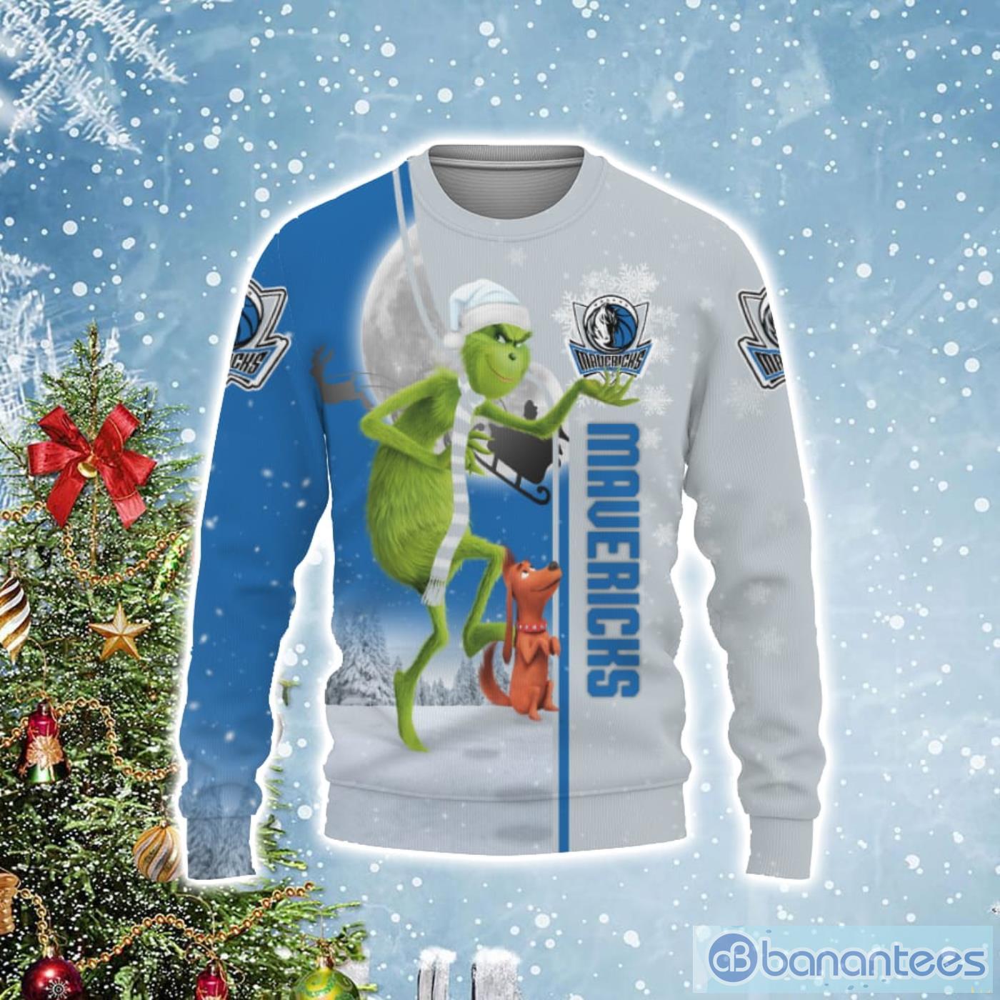 Dallas Mavericks Funny Grinch Ugly Christmas Sweater Product Photo 1