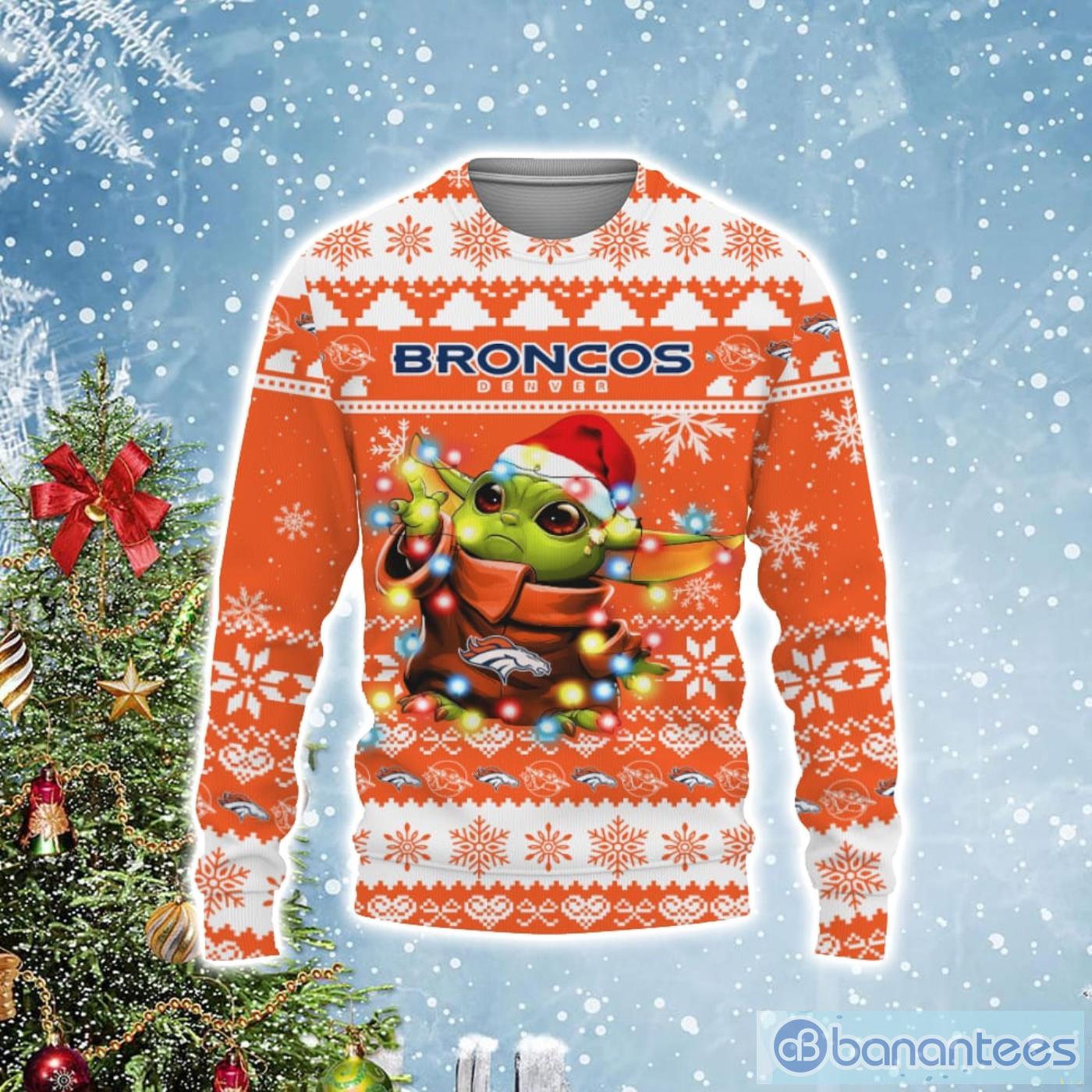 Denver Broncos Baby Yoda Star Wars Ugly Christmas Sweater Product Photo 1