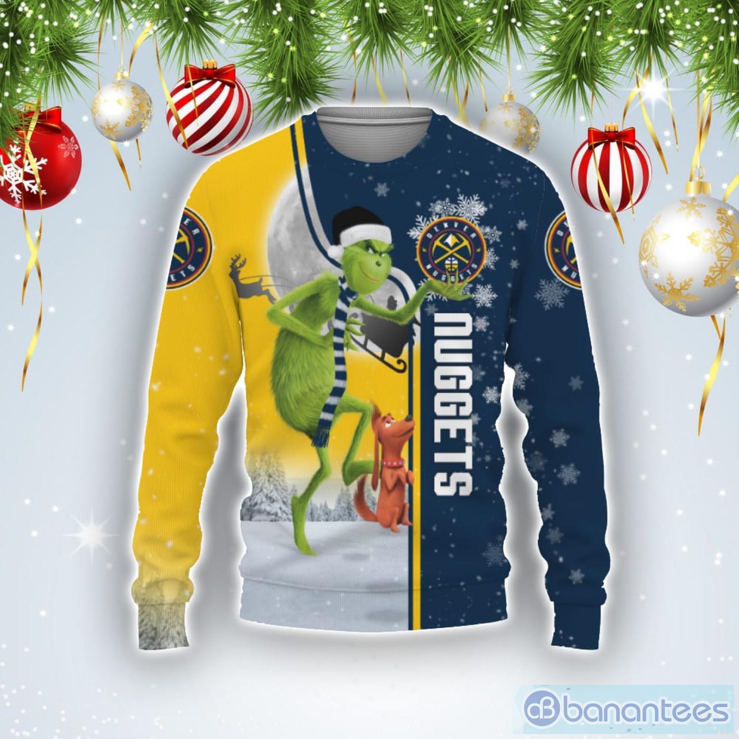 Denver Nuggets Funny Grinch Ugly Christmas Sweater Product Photo 1