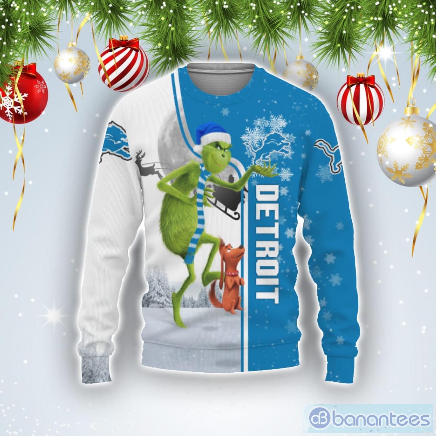 Detroit Lions Funny Grinch Ugly Christmas Sweater Product Photo 1
