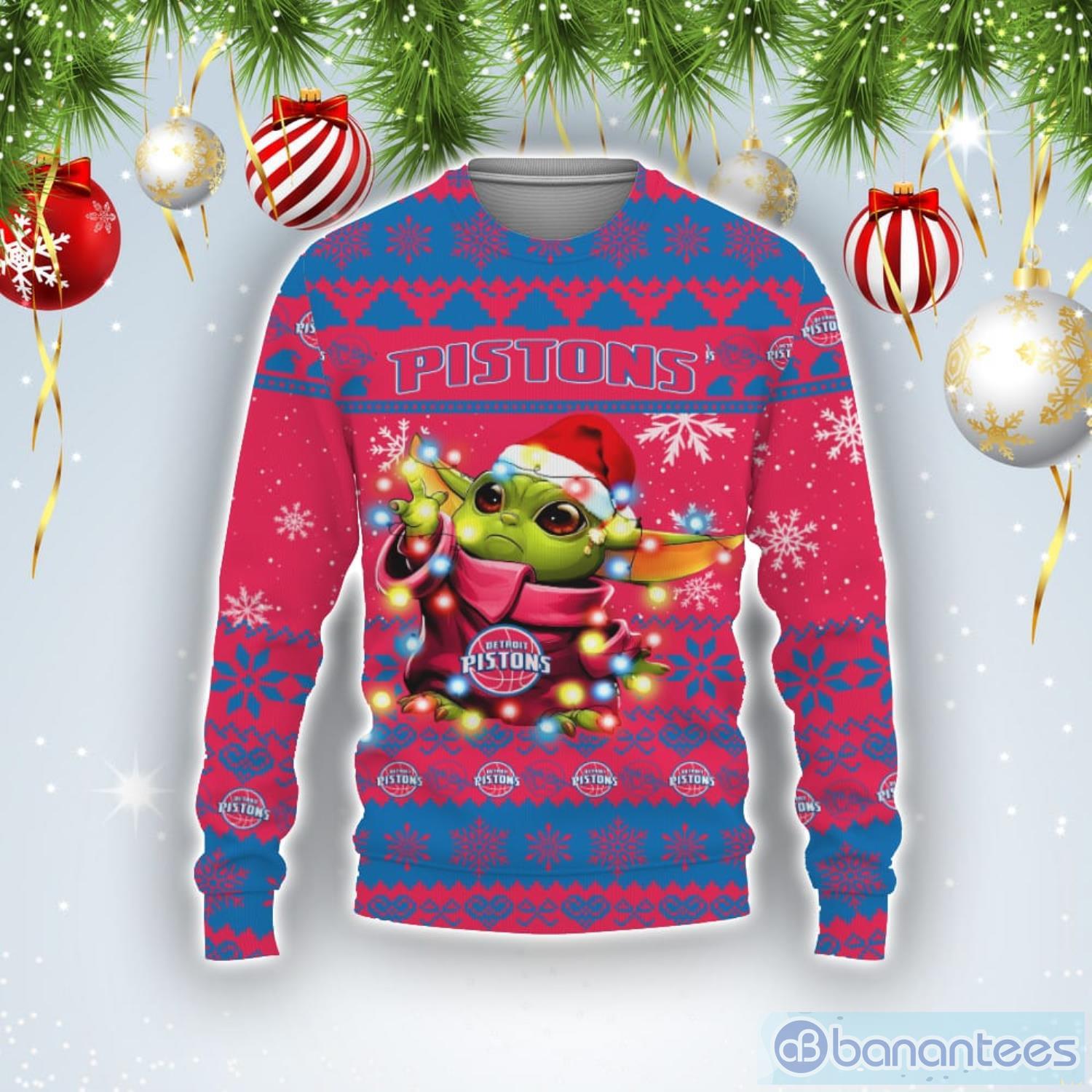 Detroit Pistons Baby Yoda Star Wars Sports Football American Ugly Christmas Sweater Product Photo 1