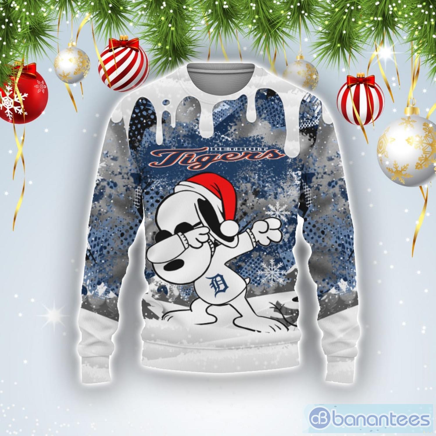Detroit Tigers Snoopy Dabbing The Peanuts Sports Football American Ugly Christmas Sweater Product Photo 1