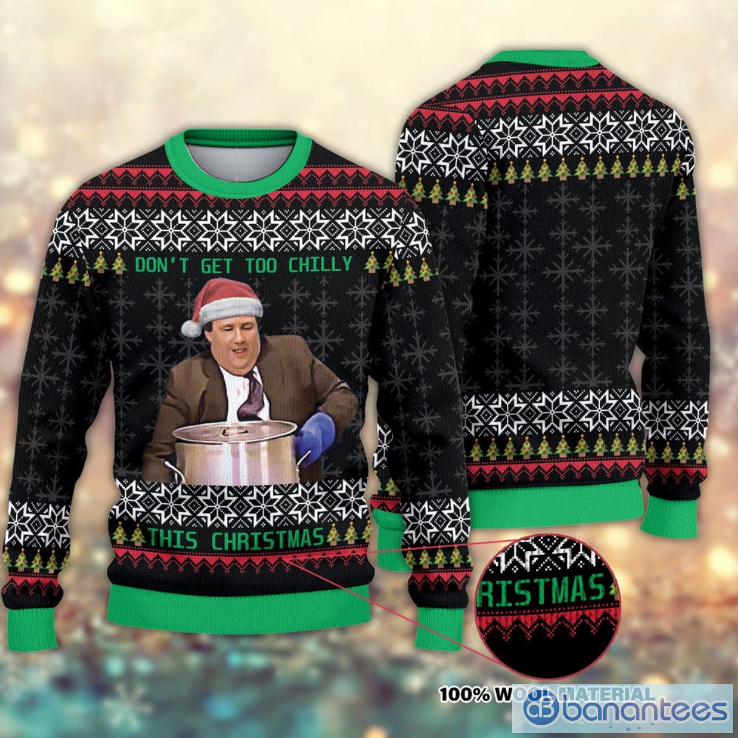 Don't Get Too Chilly This Christmas Ugly Sweater Kevin Malone The Office Christmas Sweater Product Photo 1