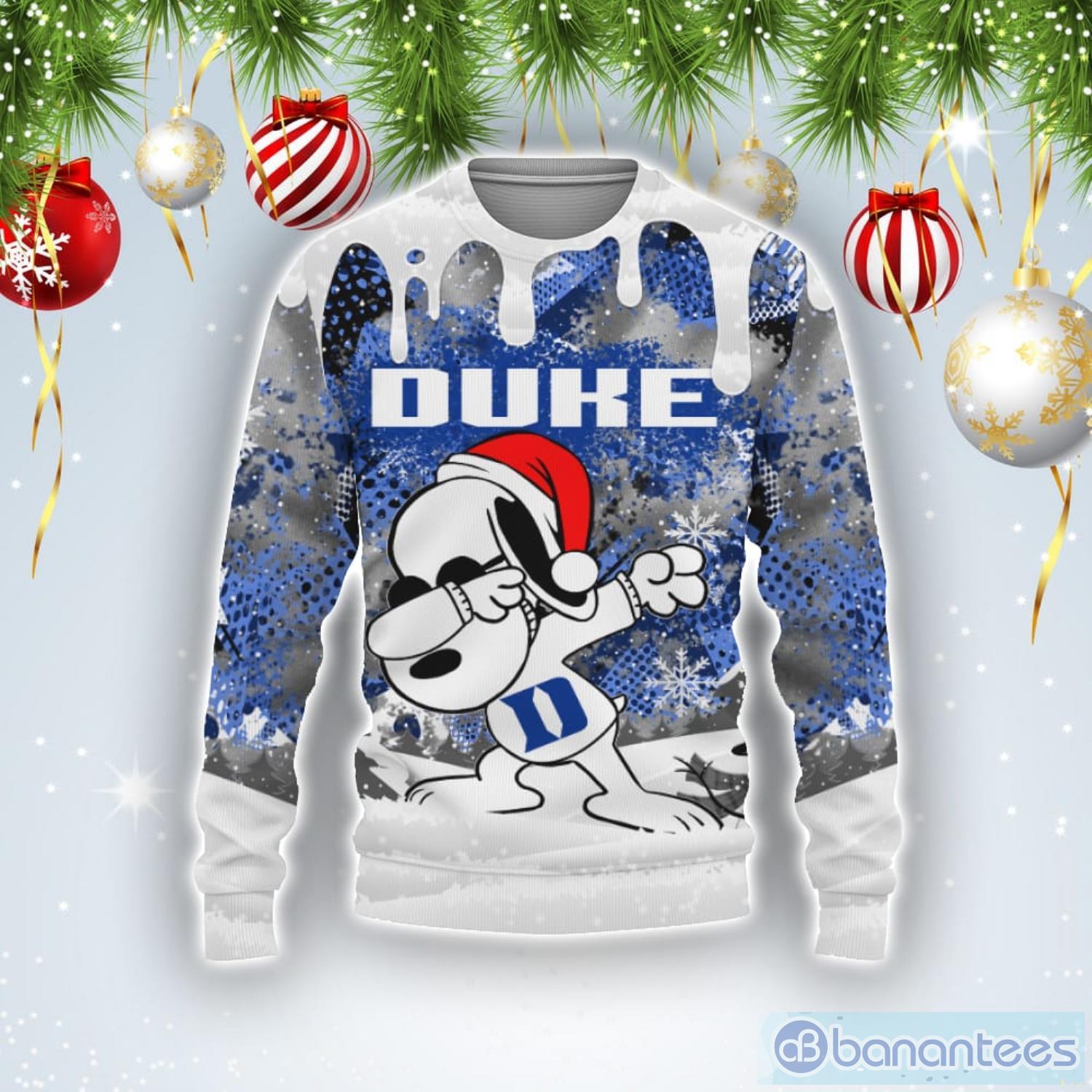 Duke Blue Devils Snoopy Dabbing The Peanuts Sports Football American Ugly Christmas Sweater Product Photo 1