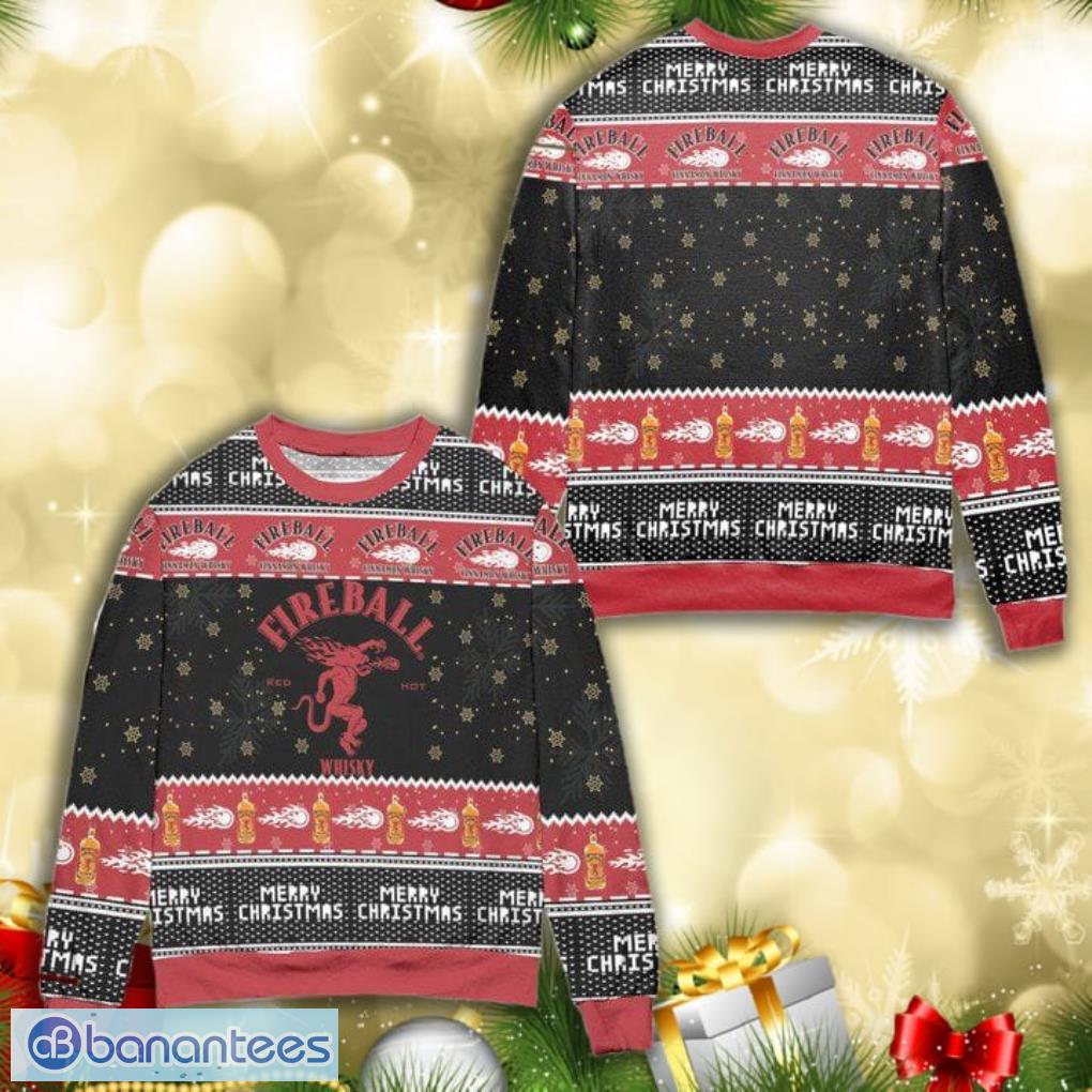 Fireball Red Hot Whisky Snowflake All Over Print 3D Ugly Christmas Sweater Product Photo 1