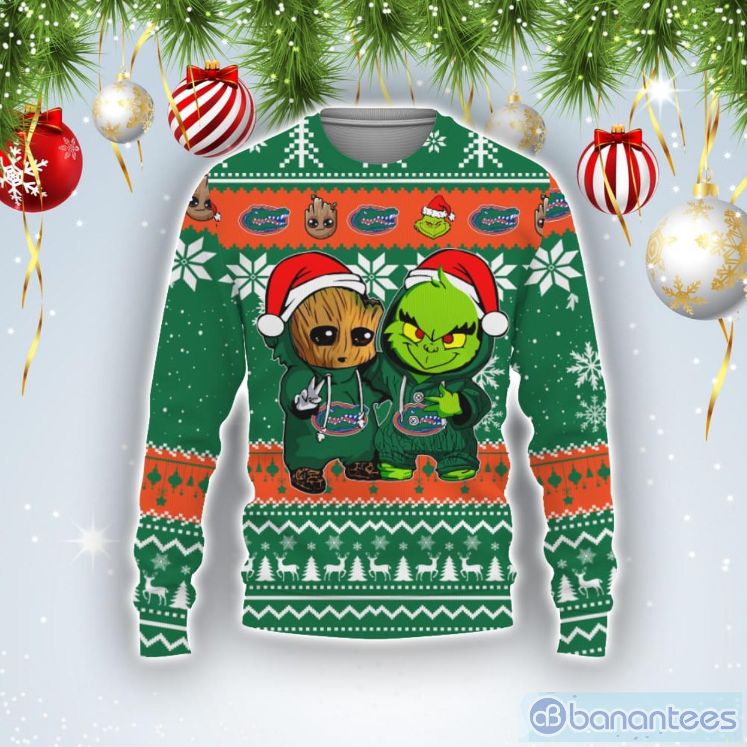 Florida Gators Baby Groot And Grinch Best Friends Football American Ugly Christmas Sweater Product Photo 1