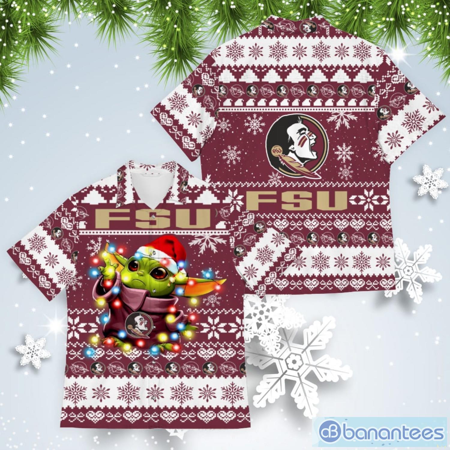 Florida State Seminoles Baby Yoda Star Wars American Ugly Christmas Sweater Pattern Hawaiian Shirt Product Photo 1