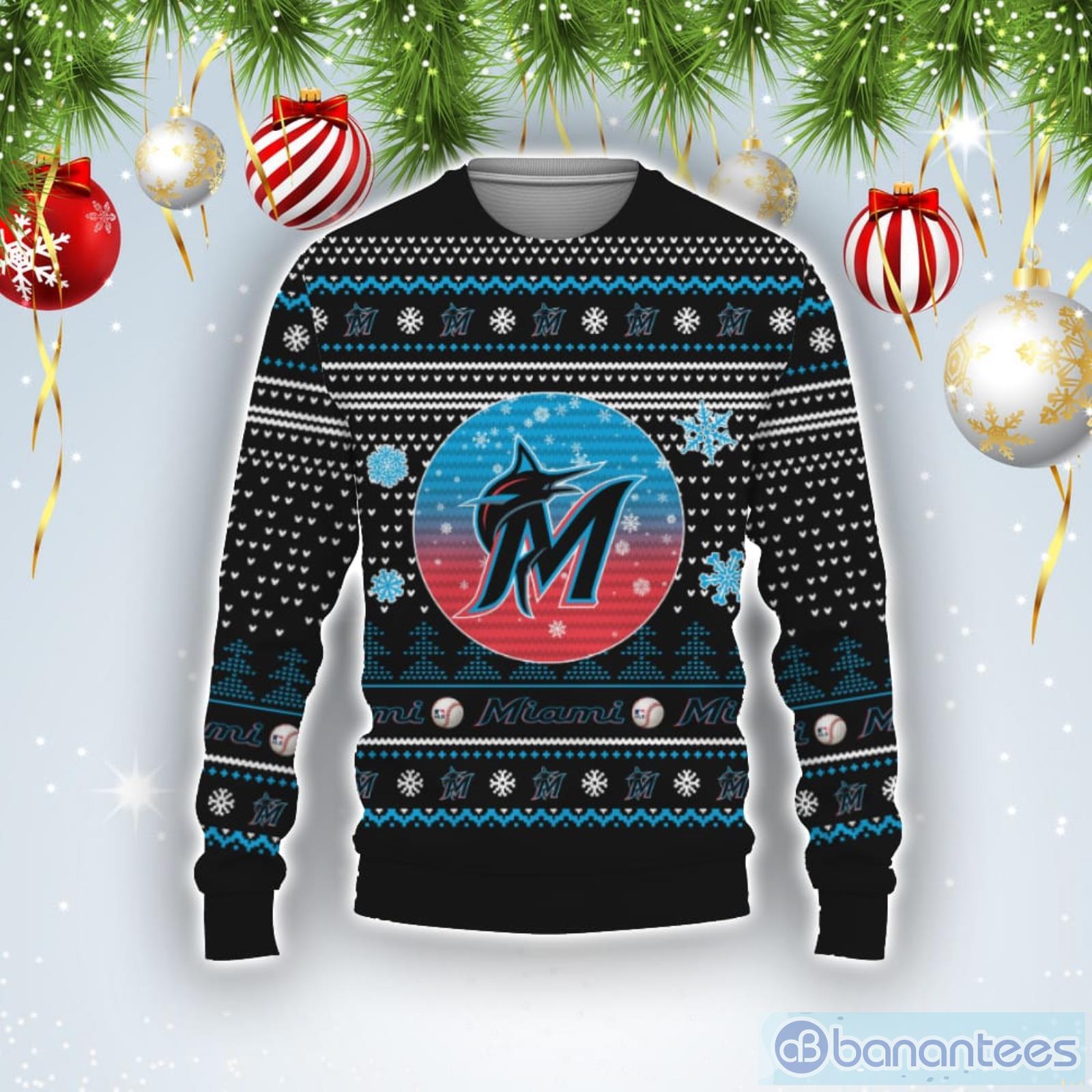 For Fans Baseball American Miami Marlins Ugly Christmas Sweater Product Photo 1