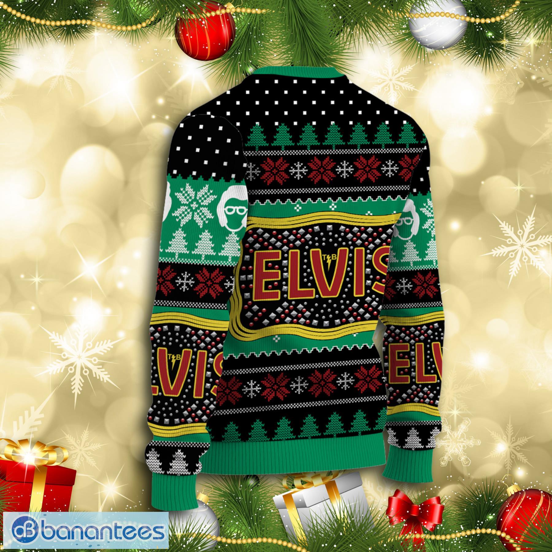 Funny Elviss Presleyy Belt Buckle Sign With Rhinestone Christmas Sweater Product Photo 3