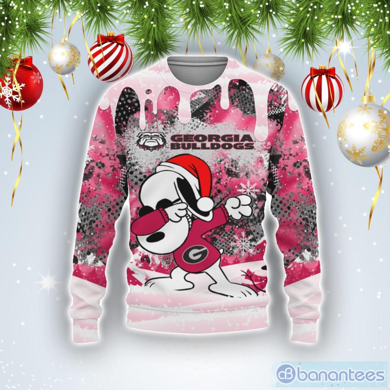 Georgia Bulldogs Snoopy Dabbing The Peanuts Sports Football American Ugly Christmas Sweater Product Photo 1