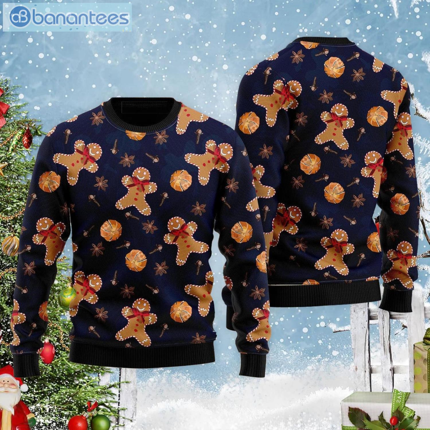 Gingerbread For Great Night Pattern All Over Print Ugly Christmas Sweater Product Photo 2