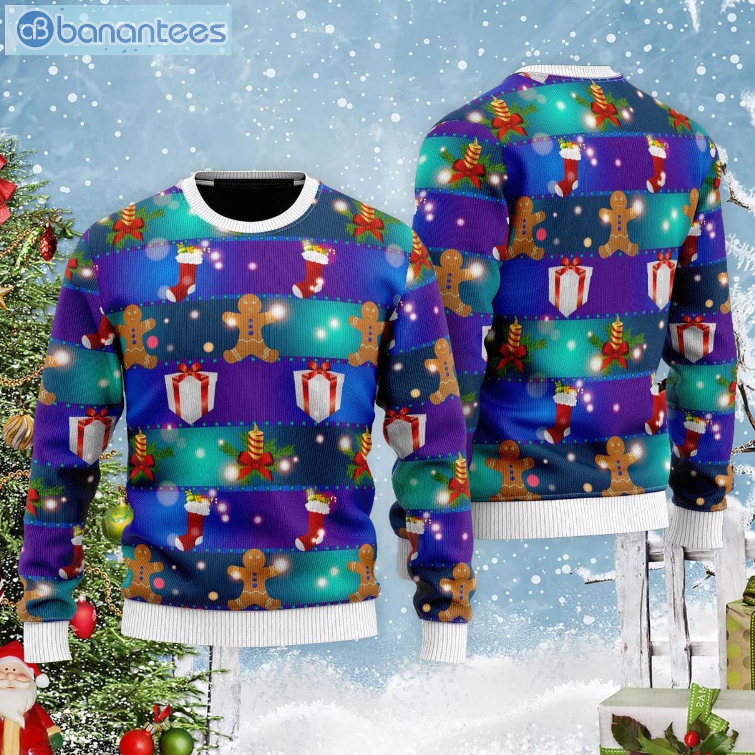 Gingerbread Man New Year All Over Print Ugly Christmas Sweater Product Photo 2