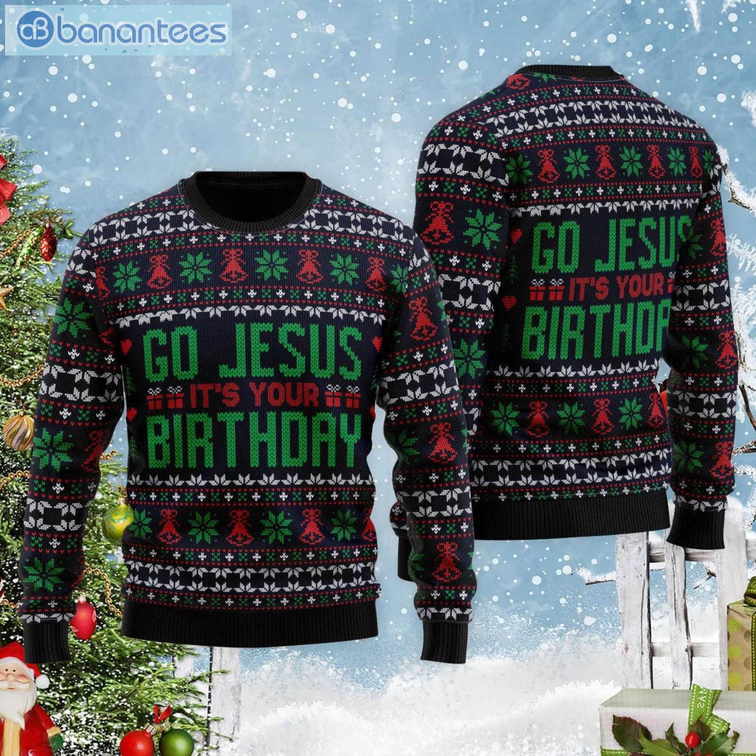 Go Jesus It's Your Birthday Ugly Christmas Sweater Product Photo