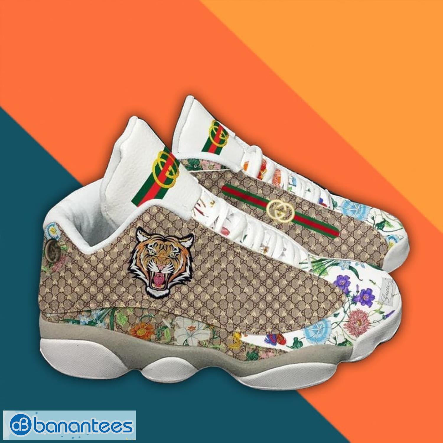 Gucci Tiger And Flowers Air Jordan 13 Sneaker Shoes Product Photo 2