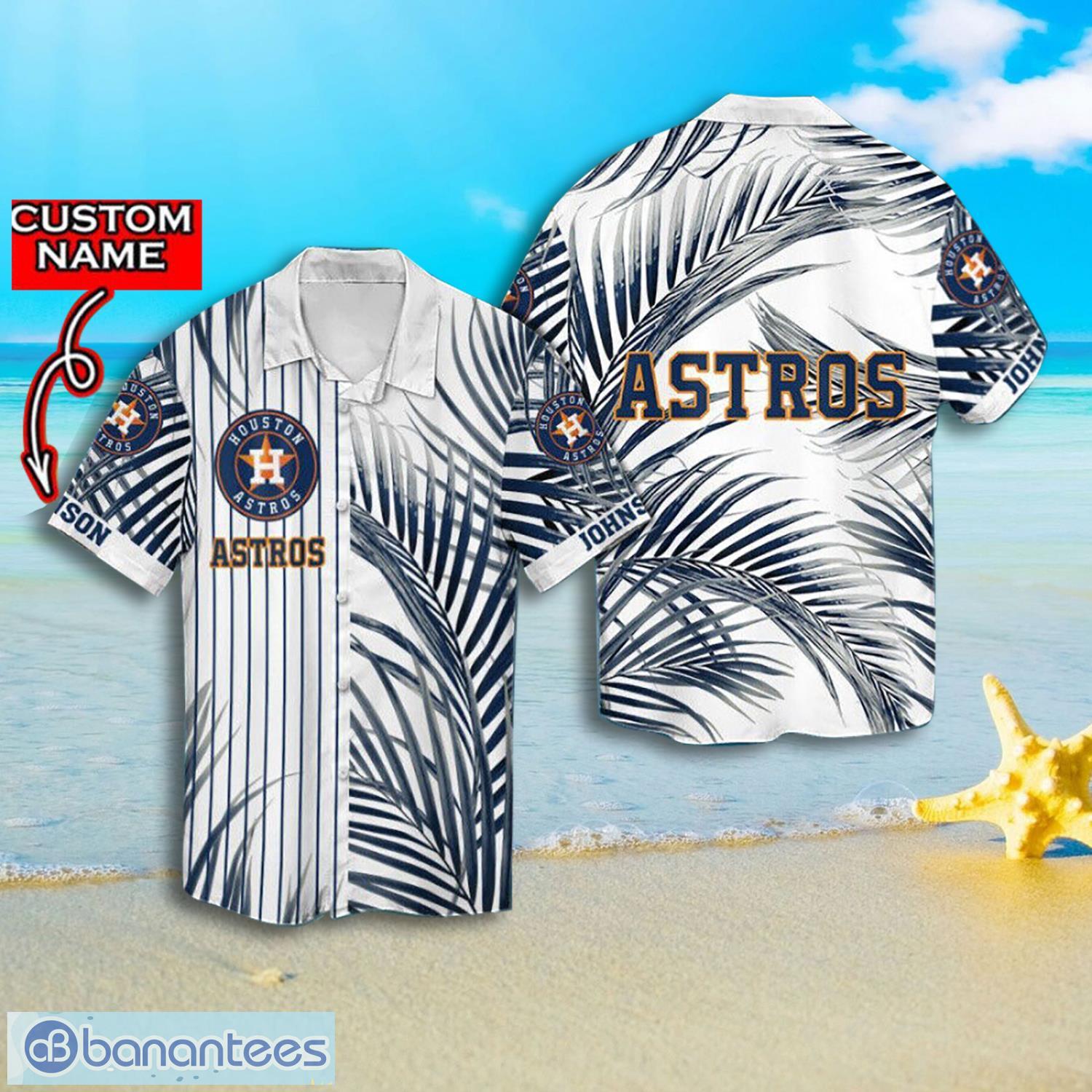 Houston Astros Logo And Palm Leaf Custom Name Short Sleeves