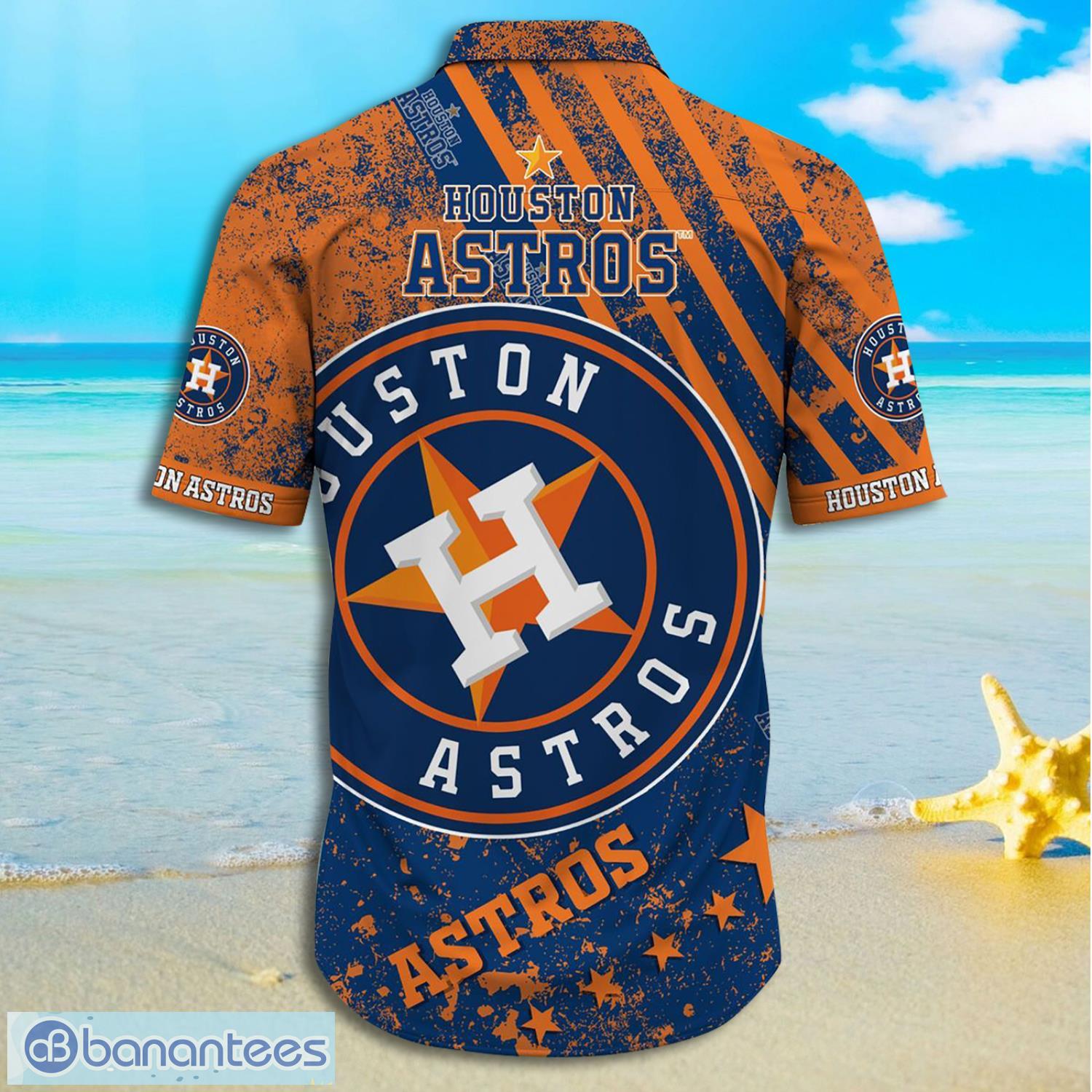 Houston Astros MLB Custom Name And Number Grunge Texture Hawaiian Shirt Product Photo 3