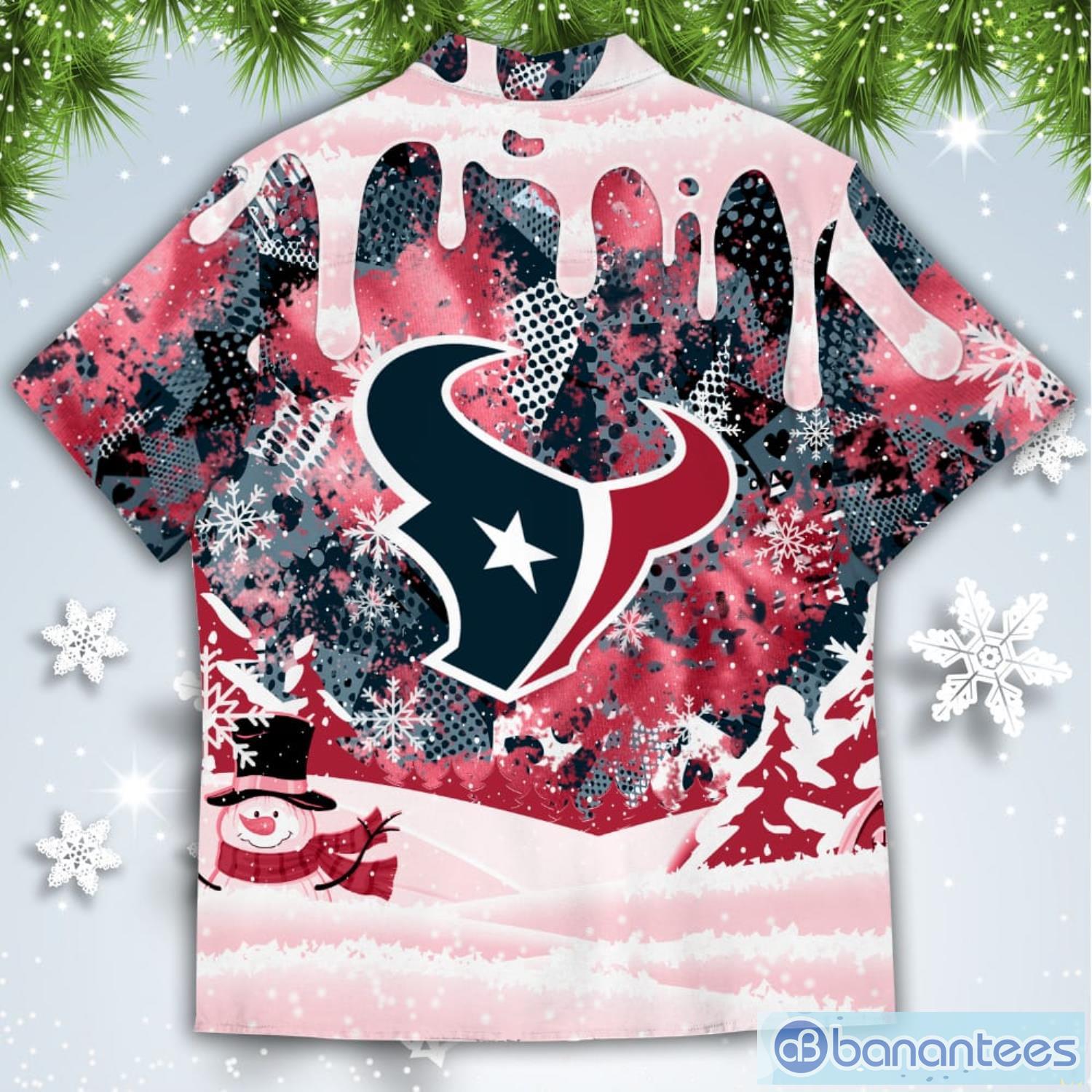 Houston Texans Snoopy Dabbing The Peanuts American Christmas Dripping Hawaiian Shirt Product Photo 3