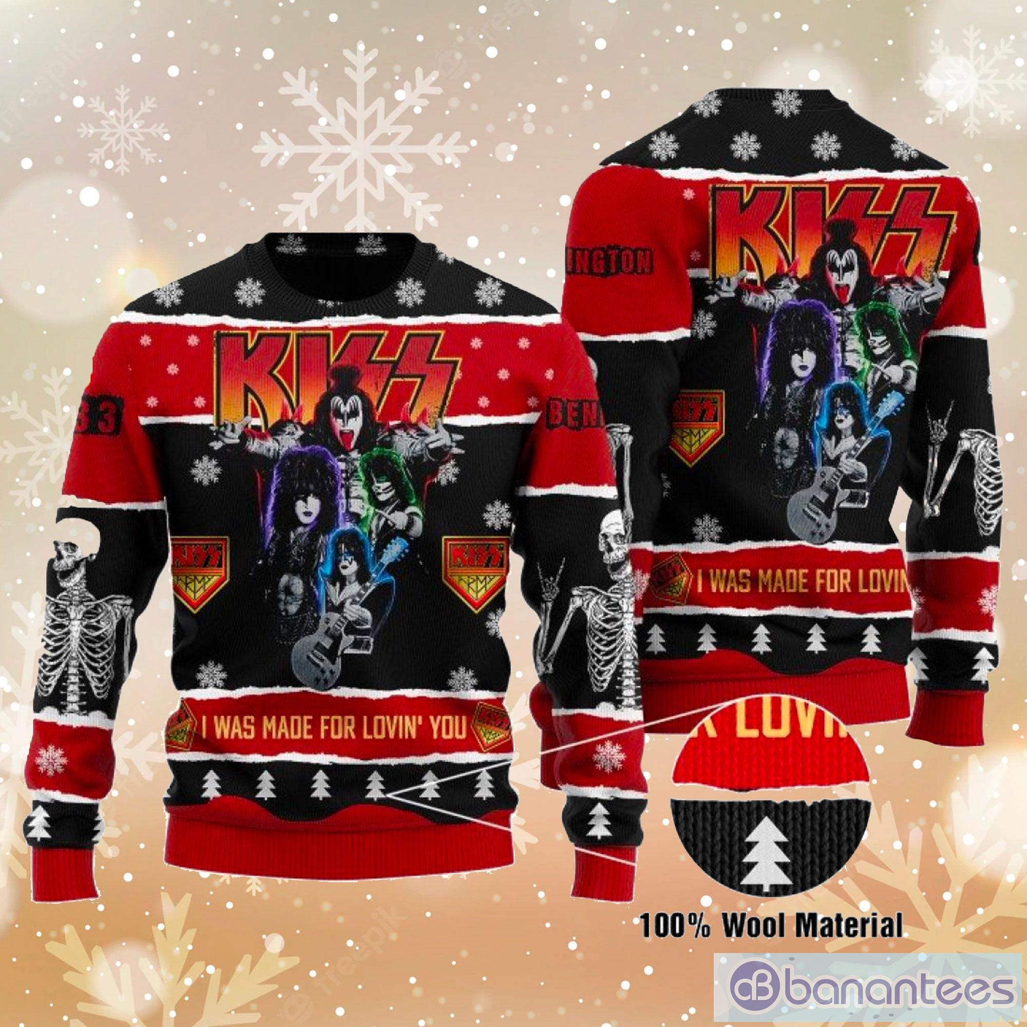 I Was Made For Lovin You Kiss Custom Ugly Christmas Sweater Roll 'n Rock Gift Rock Band Product Photo 1