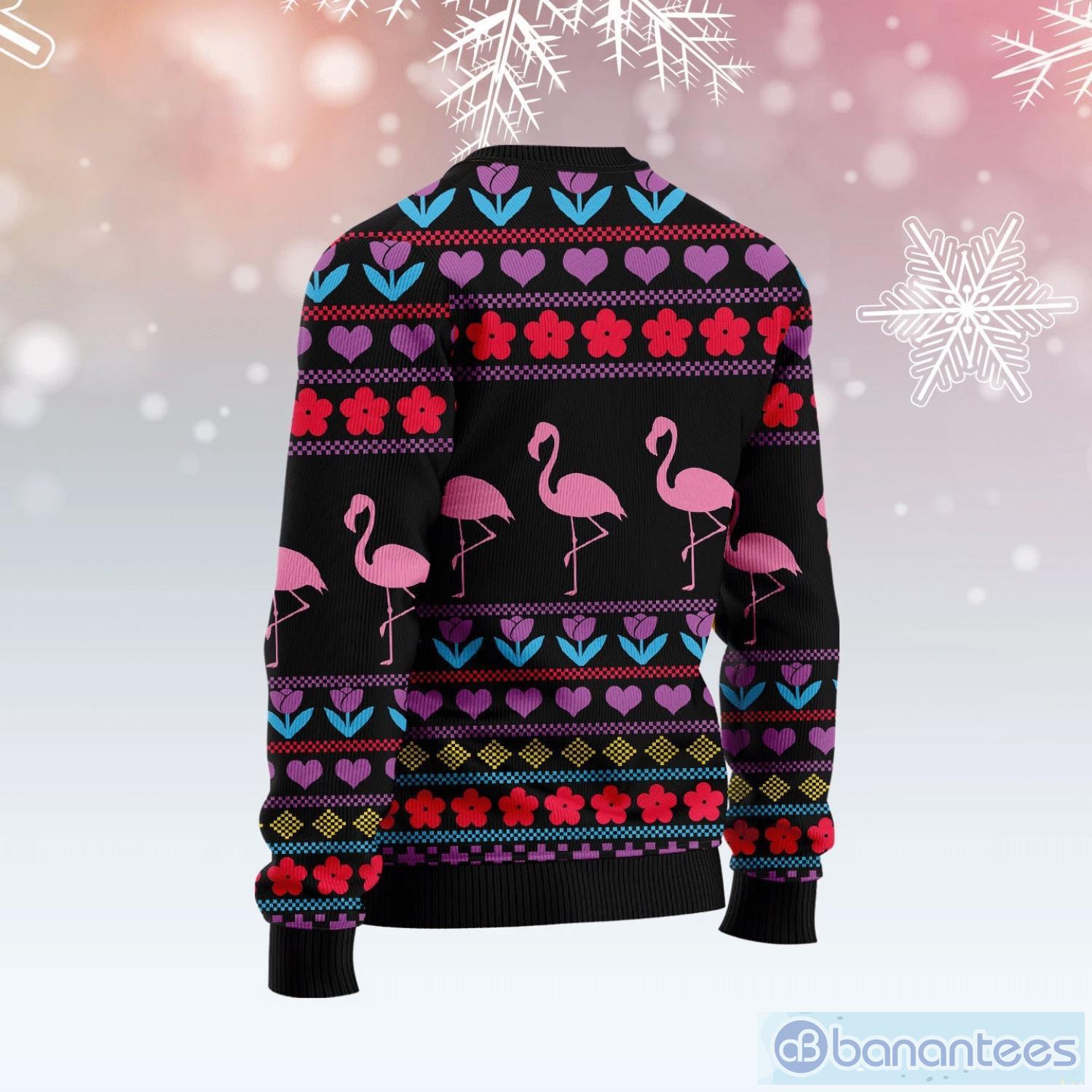 Im Dreaming Of A Pink Christmas Ugly Sweater Flamingo Christmas Sweater Product Photo 3