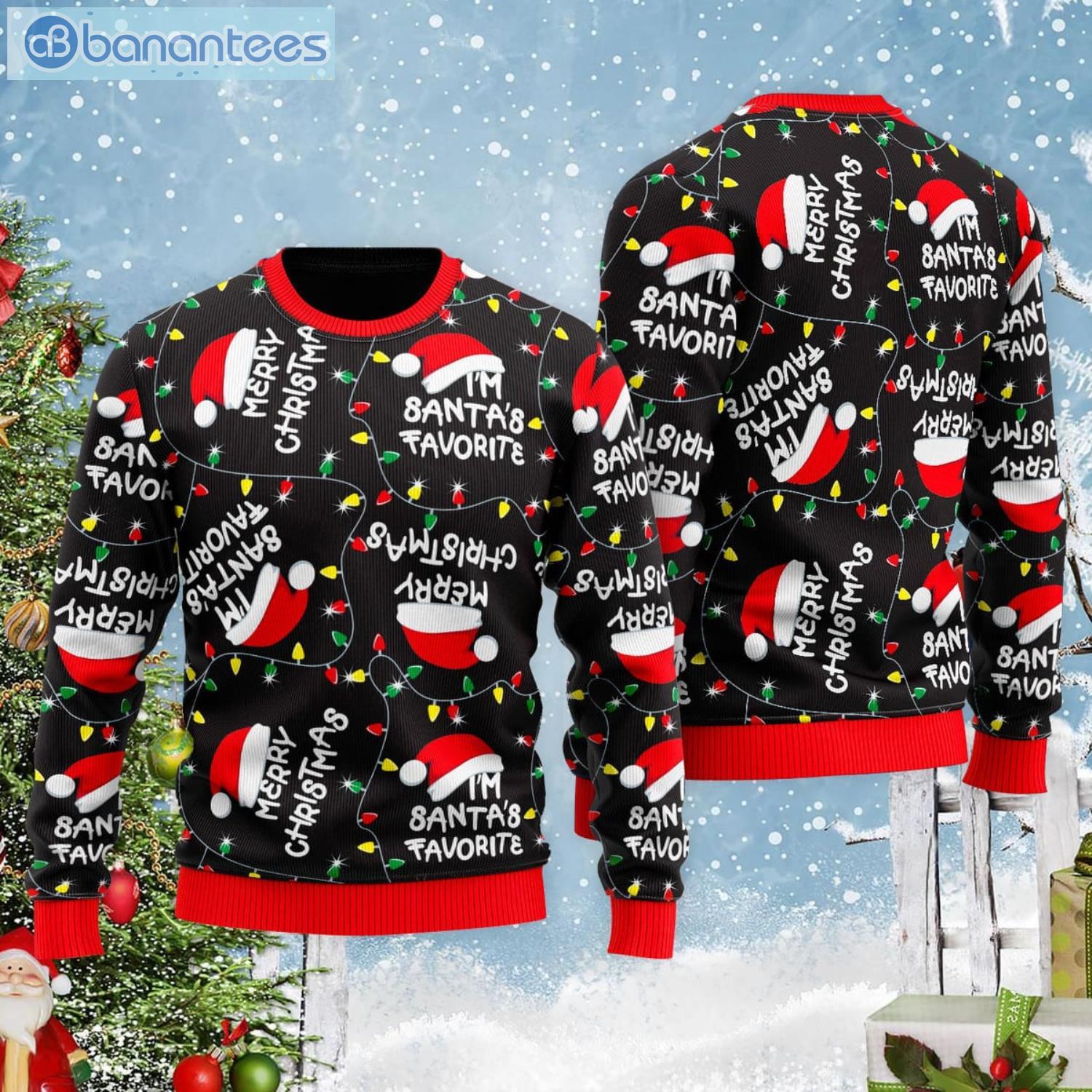 Im Santas Favorite Light Up Pattern All Over Print Ugly Christmas Sweater Product Photo 2