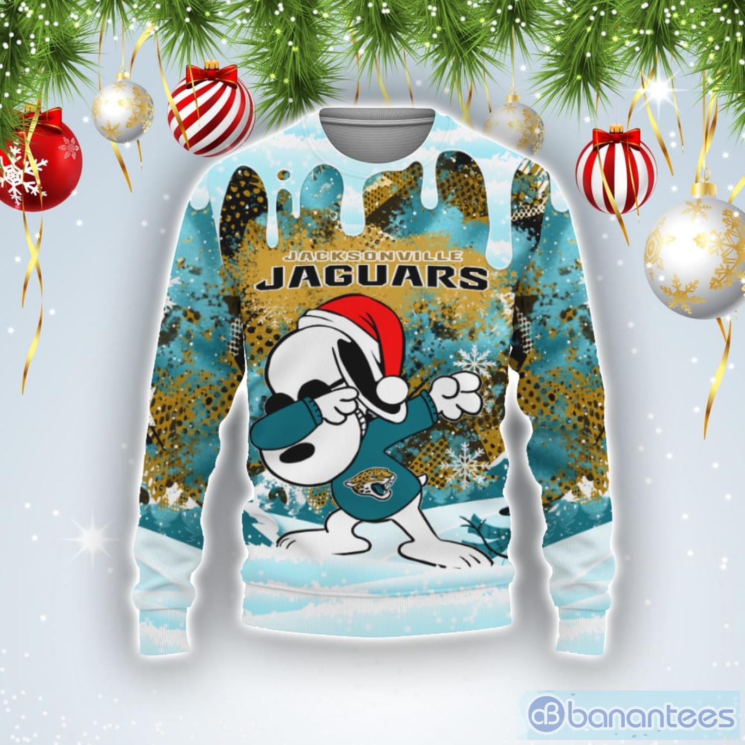 Jacksonville Jaguars Snoopy Dabbing The Peanuts Sports Football American Ugly Christmas Sweater Product Photo 1
