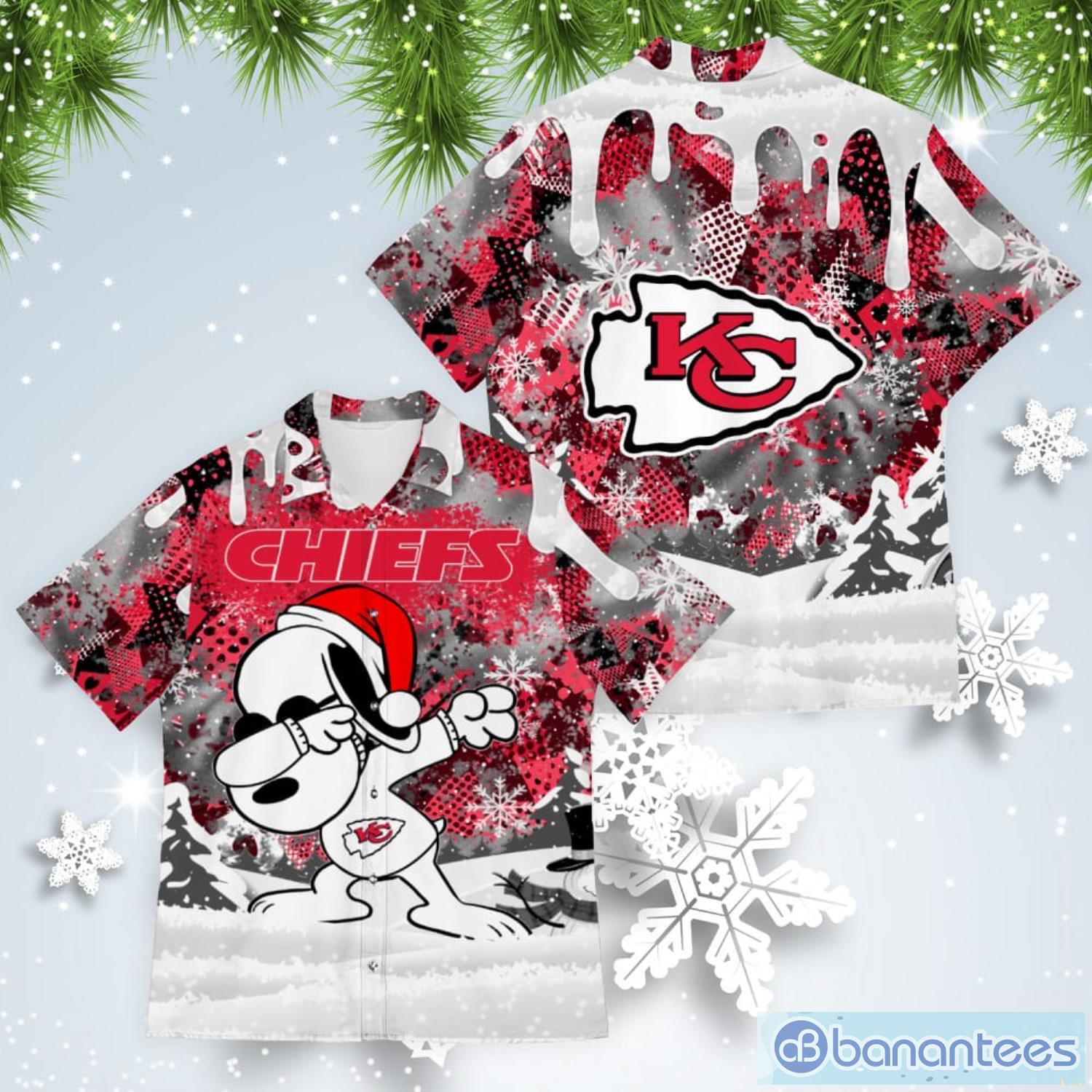 Kansas City Chiefs Snoopy Dabbing The Peanuts American Christmas Dripping  Hawaiian Shirt - Banantees