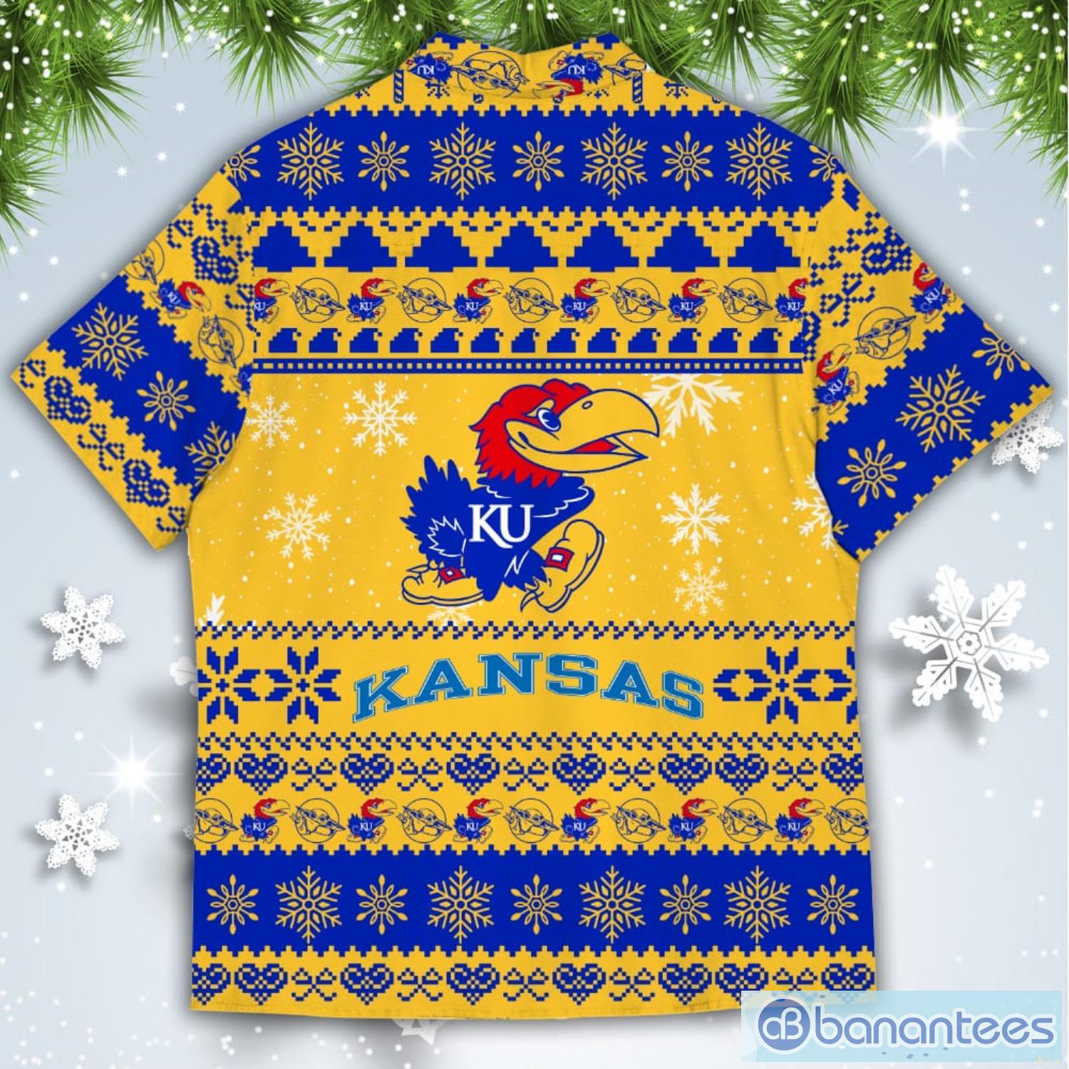 Kansas Jayhawks Baby Yoda Star Wars American Ugly Christmas Sweater Pattern Hawaiian Shirt Product Photo 3
