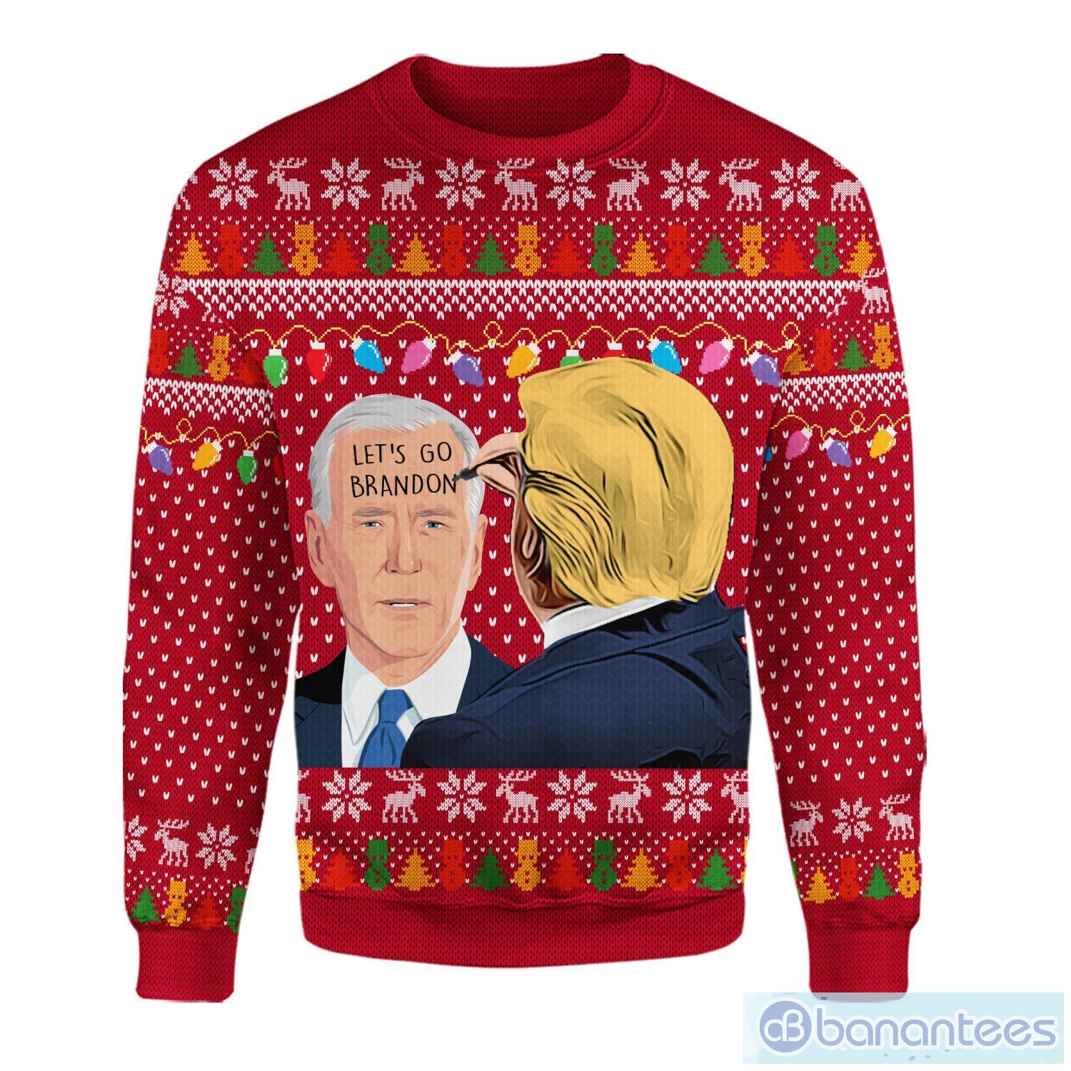 Let’s Go Brandon Trump Supporter Joe Biden Ugly Christmas Sweater Product Photo 2