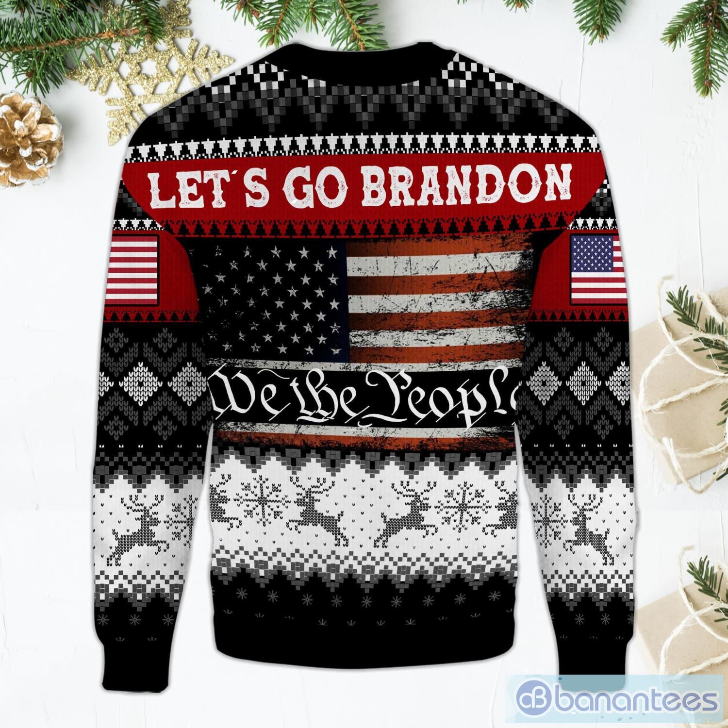 Let's Go Brandon We The People Ugly Eagle American Flag Ugly Christmas Sweater Product Photo