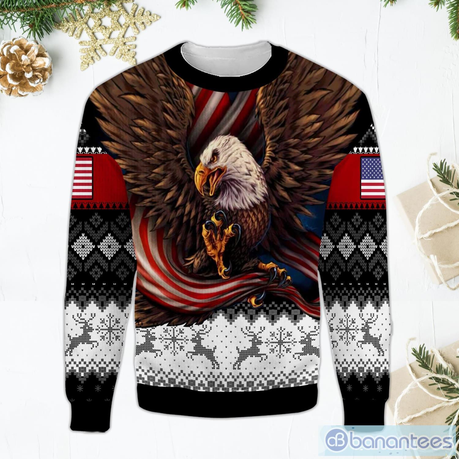 Let's Go Brandon We The People Ugly Eagle American Flag Ugly Christmas Sweater Product Photo 1
